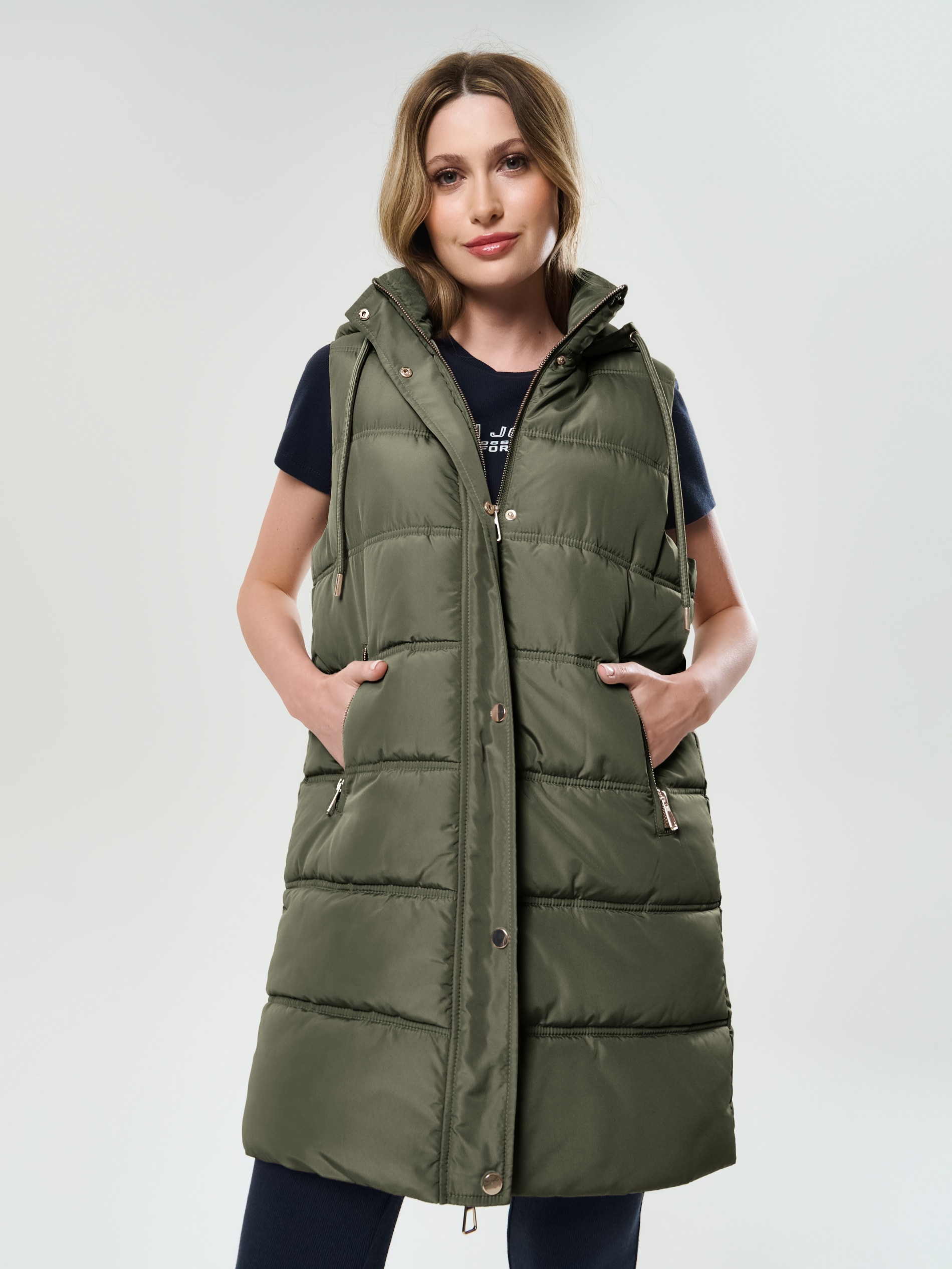 Sinsay - Kamizelka puffer z kapturem - zielony