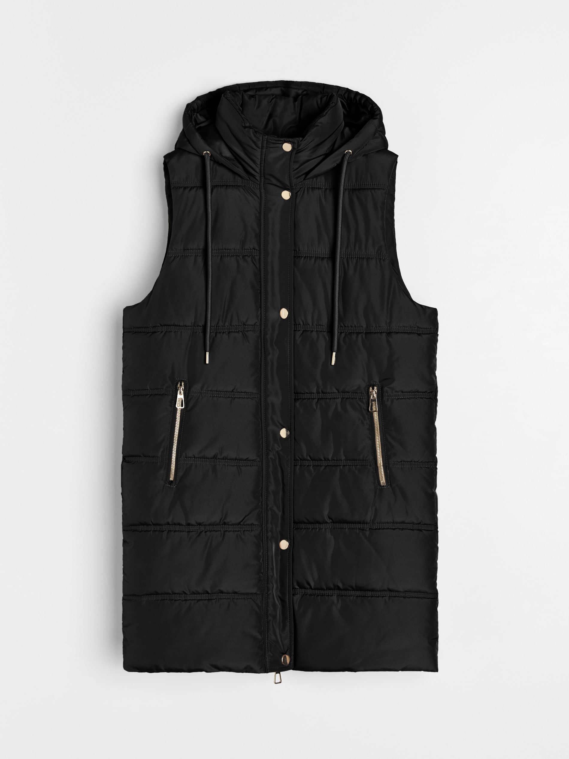 Sinsay - Kamizelka puffer z kapturem - czarny