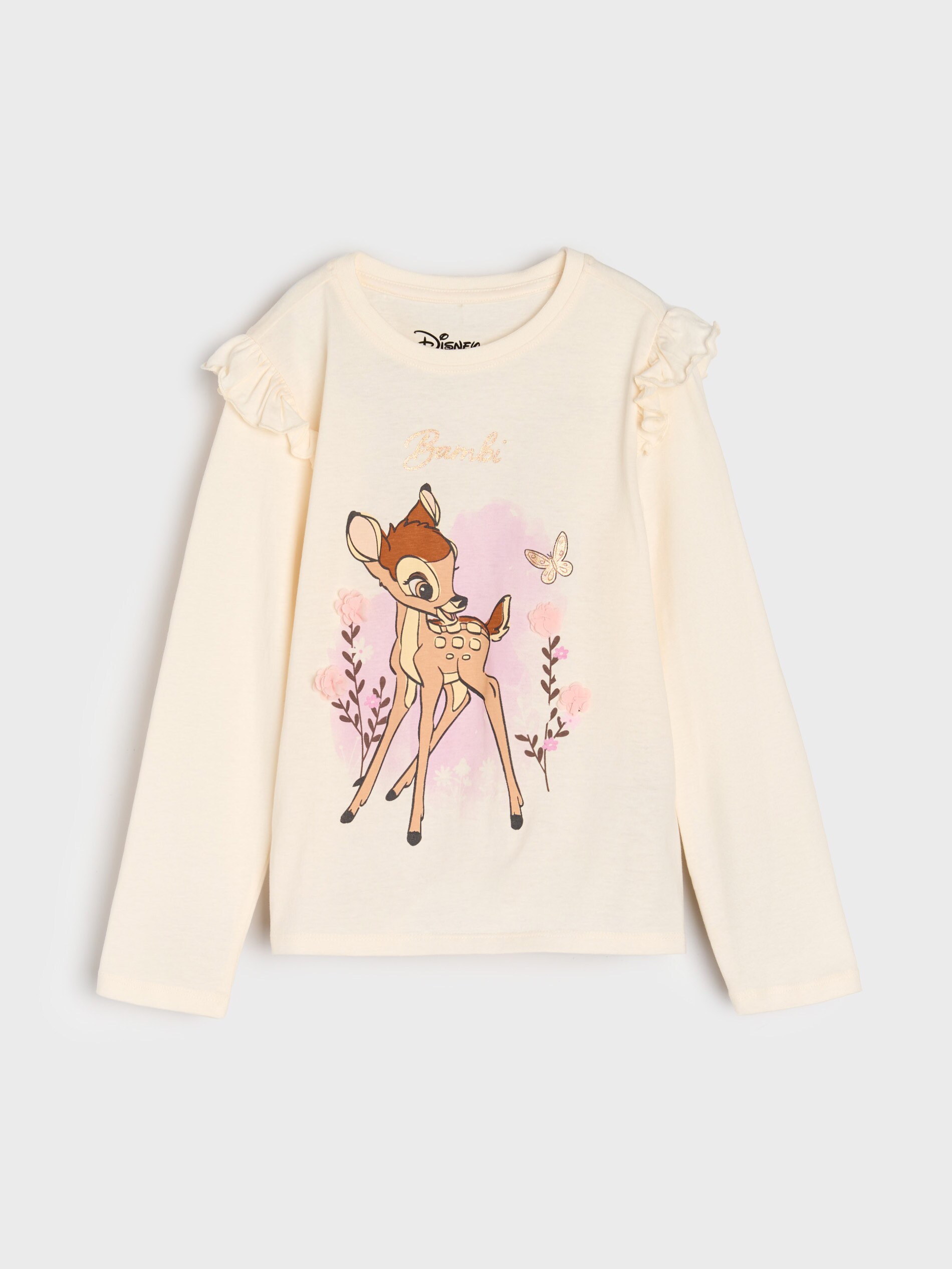 Sinsay - Βαμβακερό μπλουζάκι Bambi - κρεμ φωτογραφία