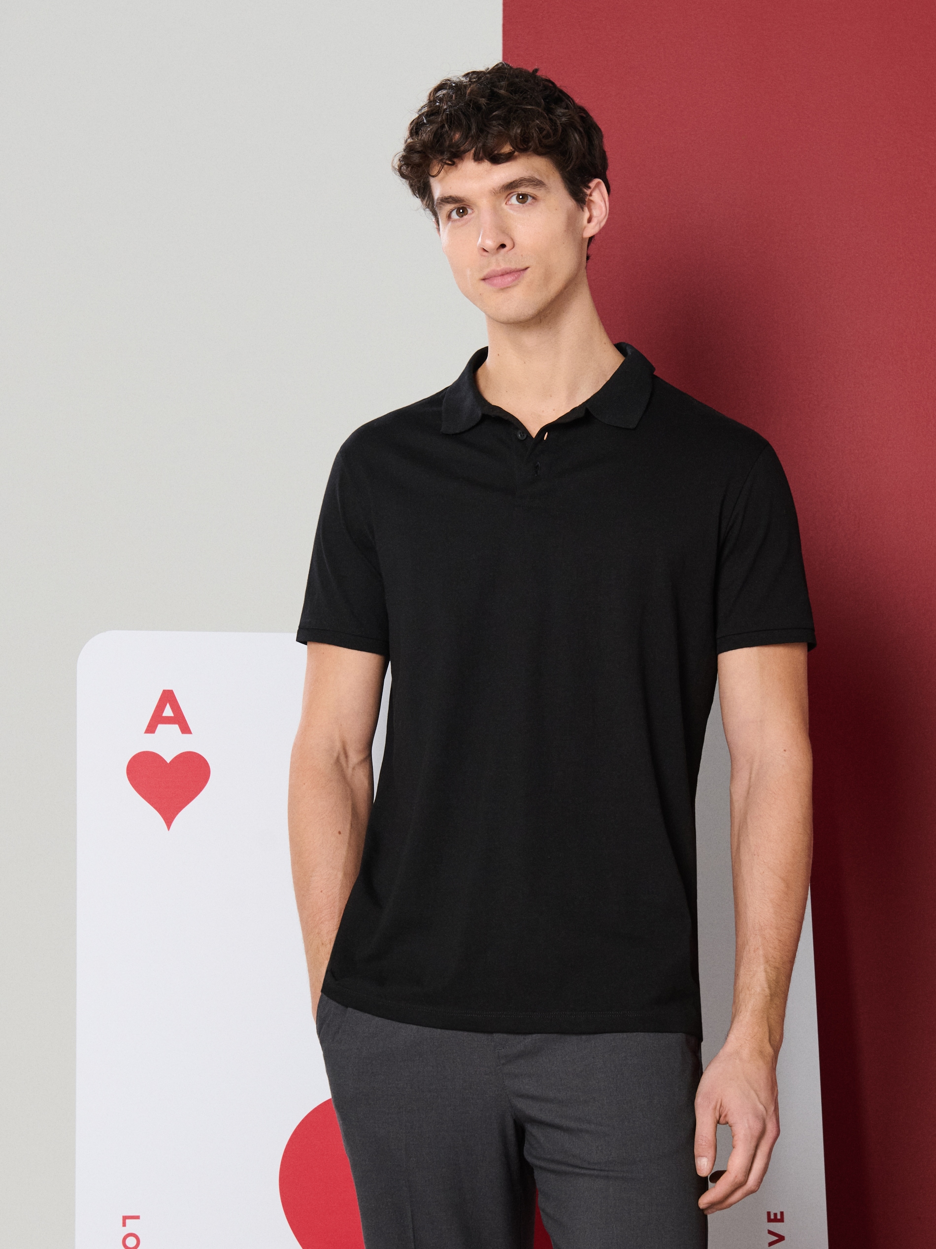 Sinsay - Koszulka polo - czarny