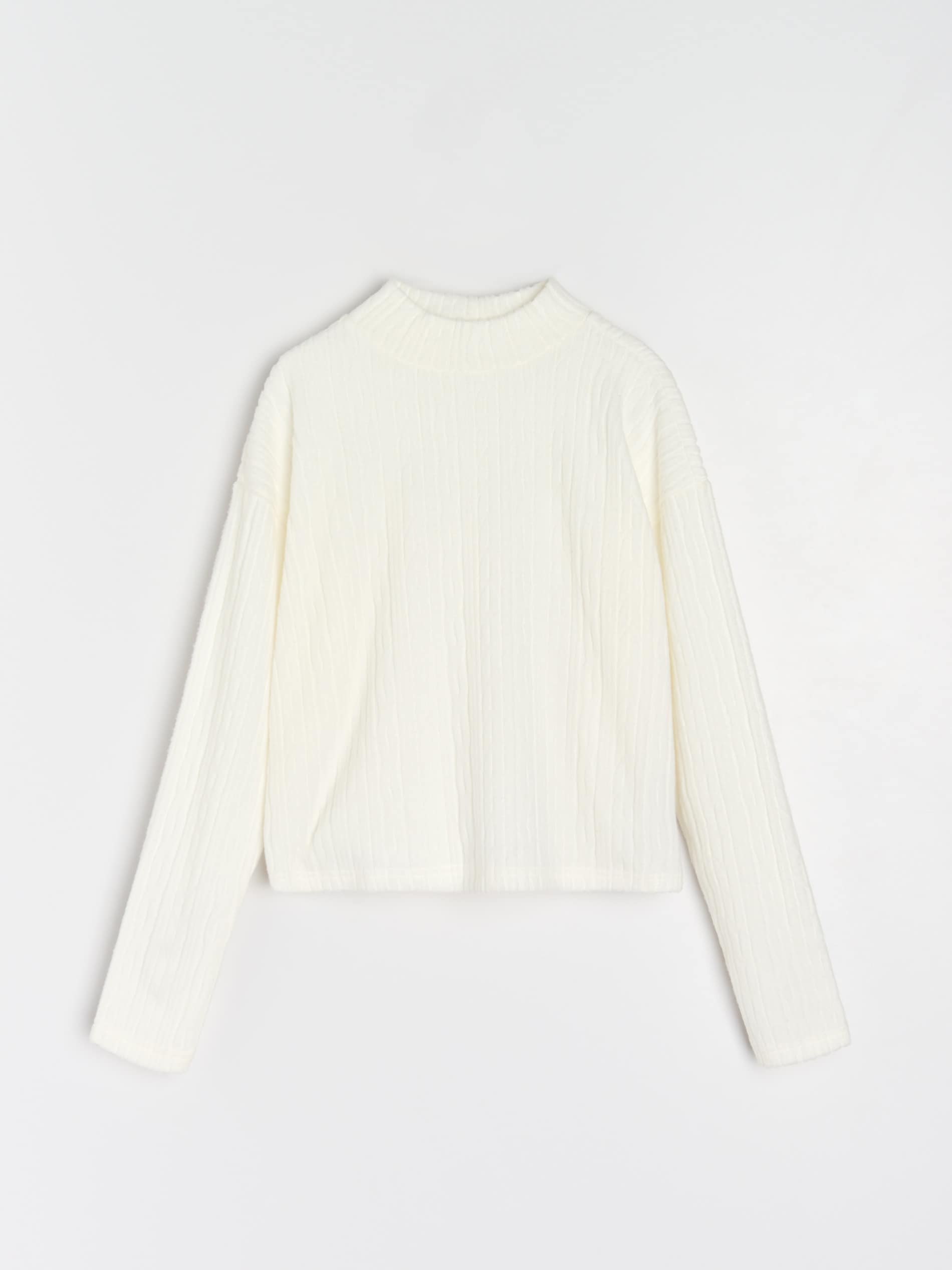 Sinsay - Bluzka ze strukturalnym wzorem - kremowy