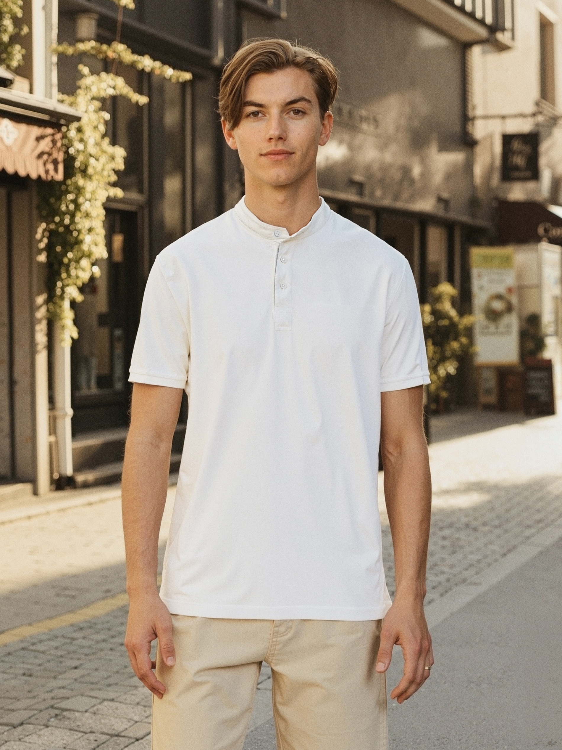 Sinsay - Koszulka henley - biały