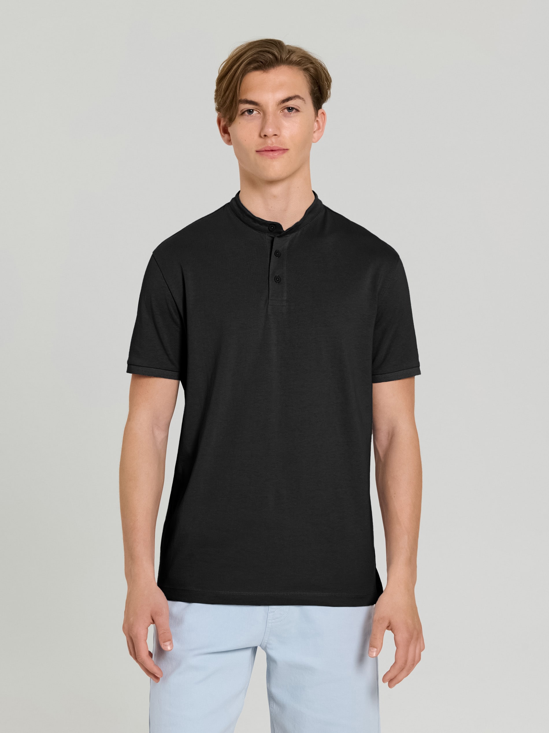 Sinsay - Koszulka henley - czarny