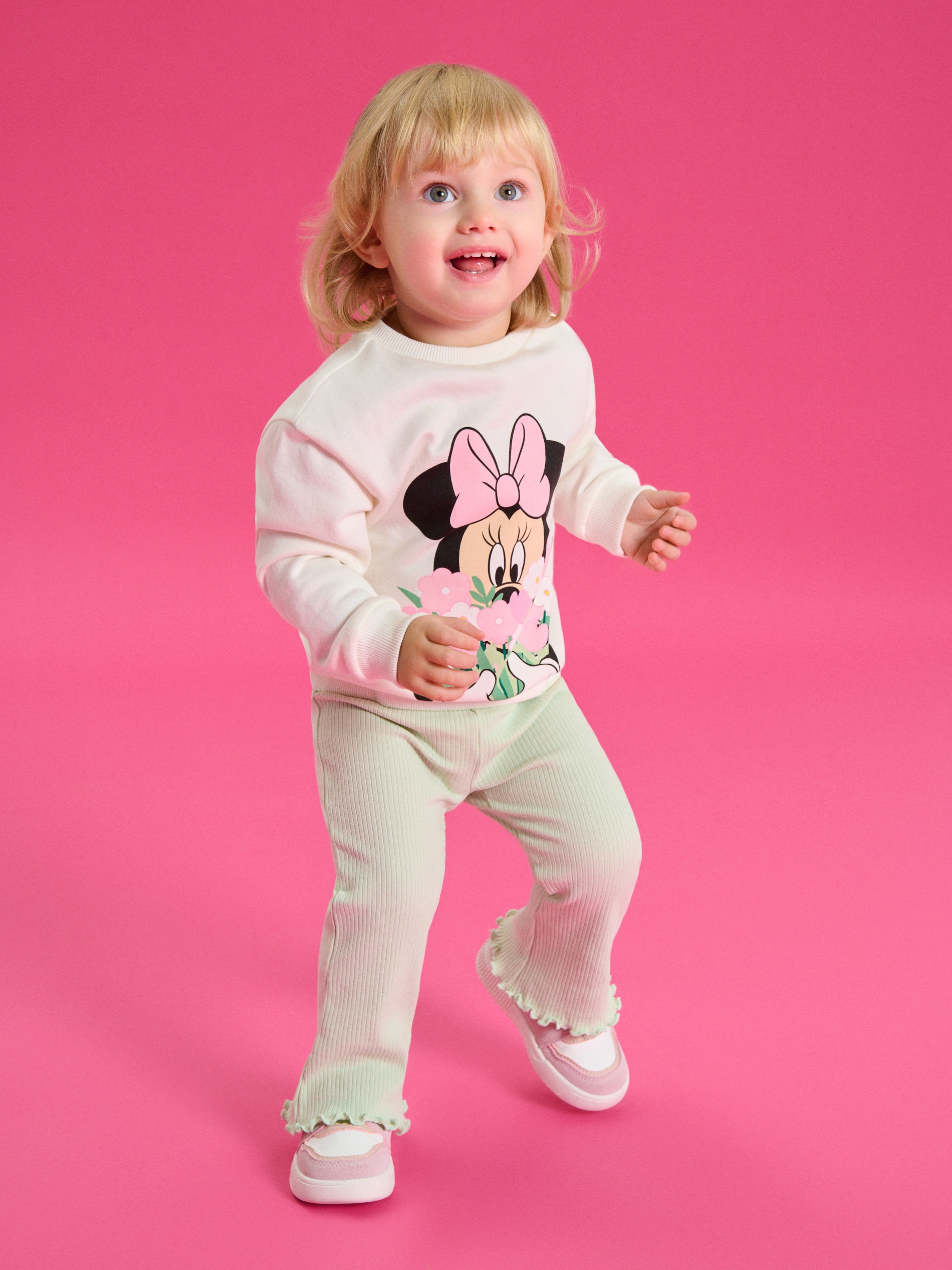 Sinsay - Komplet: bluza i legginsy Minnie Mouse - beżowy