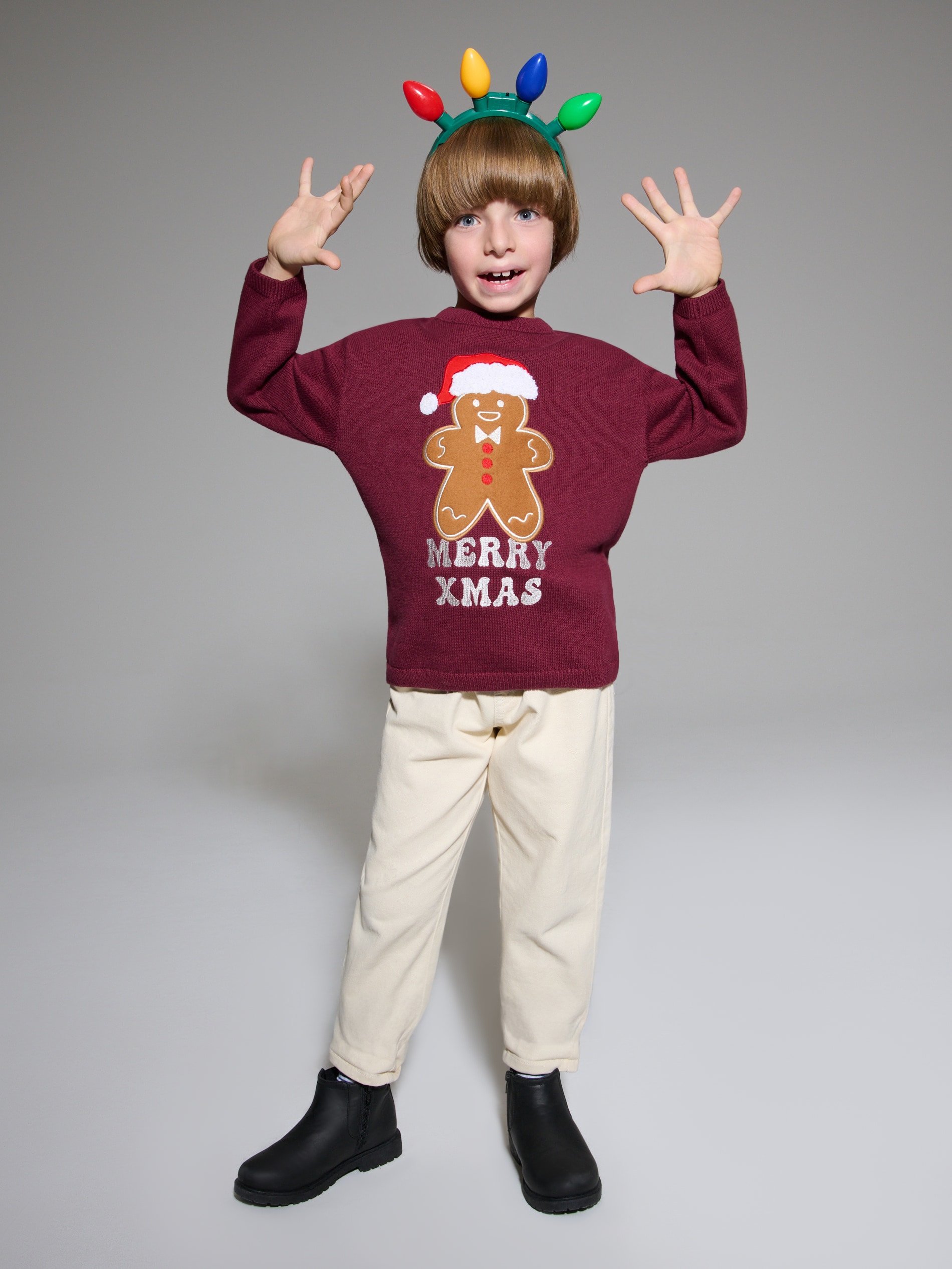 Sinsay - Πουλόβερ με χριστουγεννιάτικο θέμα - burgundy φωτογραφία