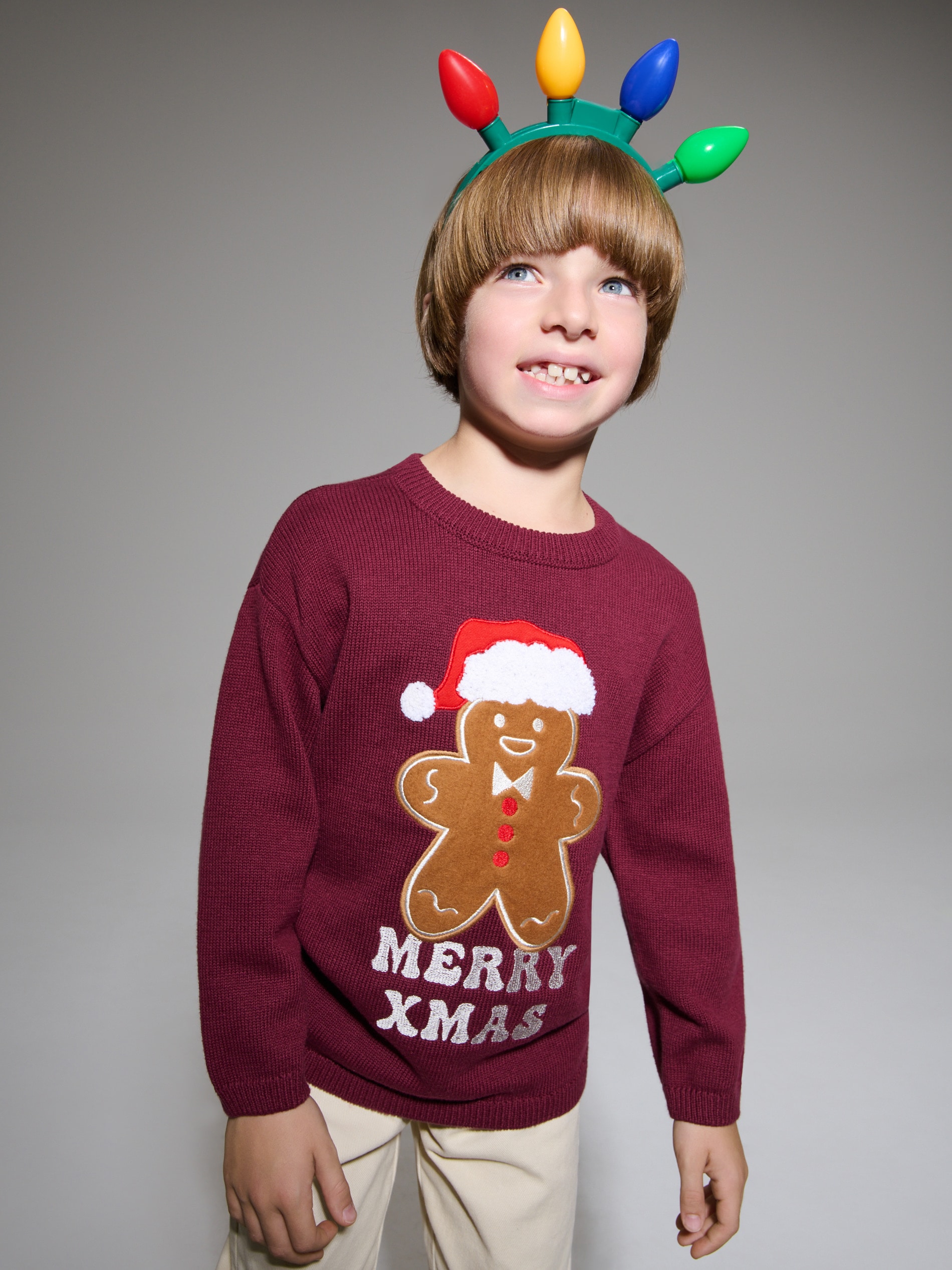 Sinsay - Πουλόβερ με χριστουγεννιάτικο θέμα - burgundy φωτογραφία