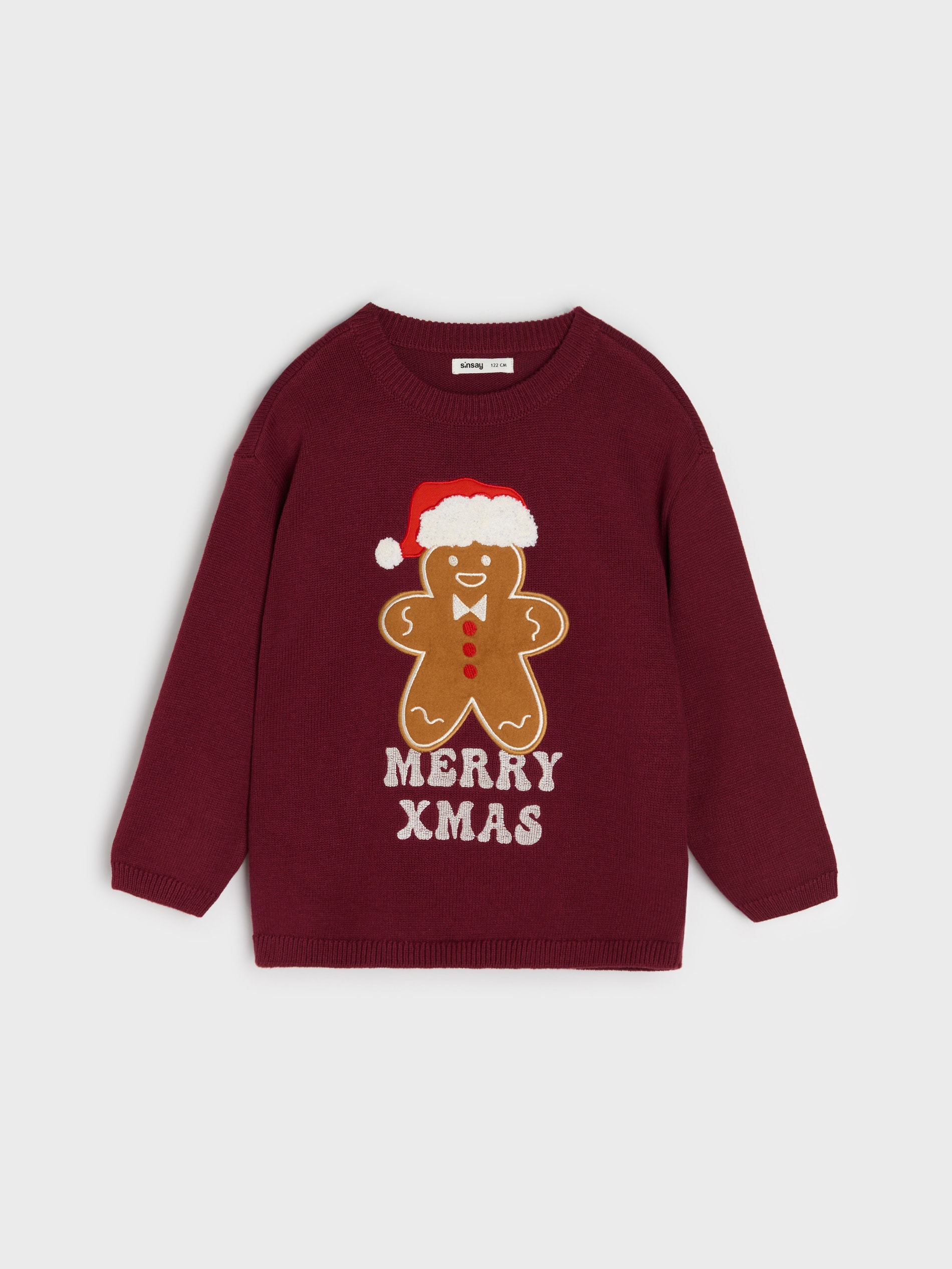 Sinsay - Πουλόβερ με χριστουγεννιάτικο θέμα - burgundy φωτογραφία
