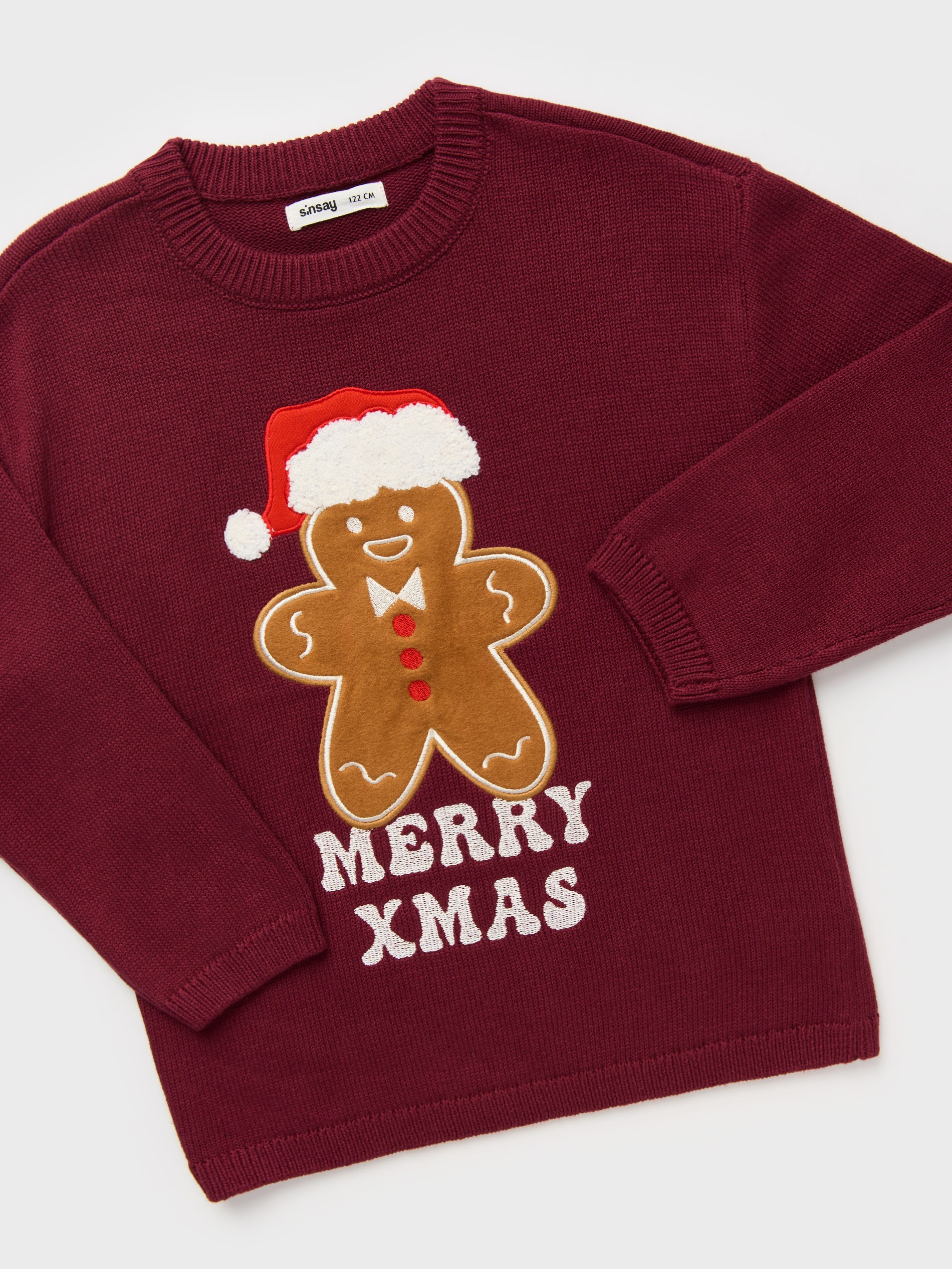 Sinsay - Πουλόβερ με χριστουγεννιάτικο θέμα - burgundy φωτογραφία