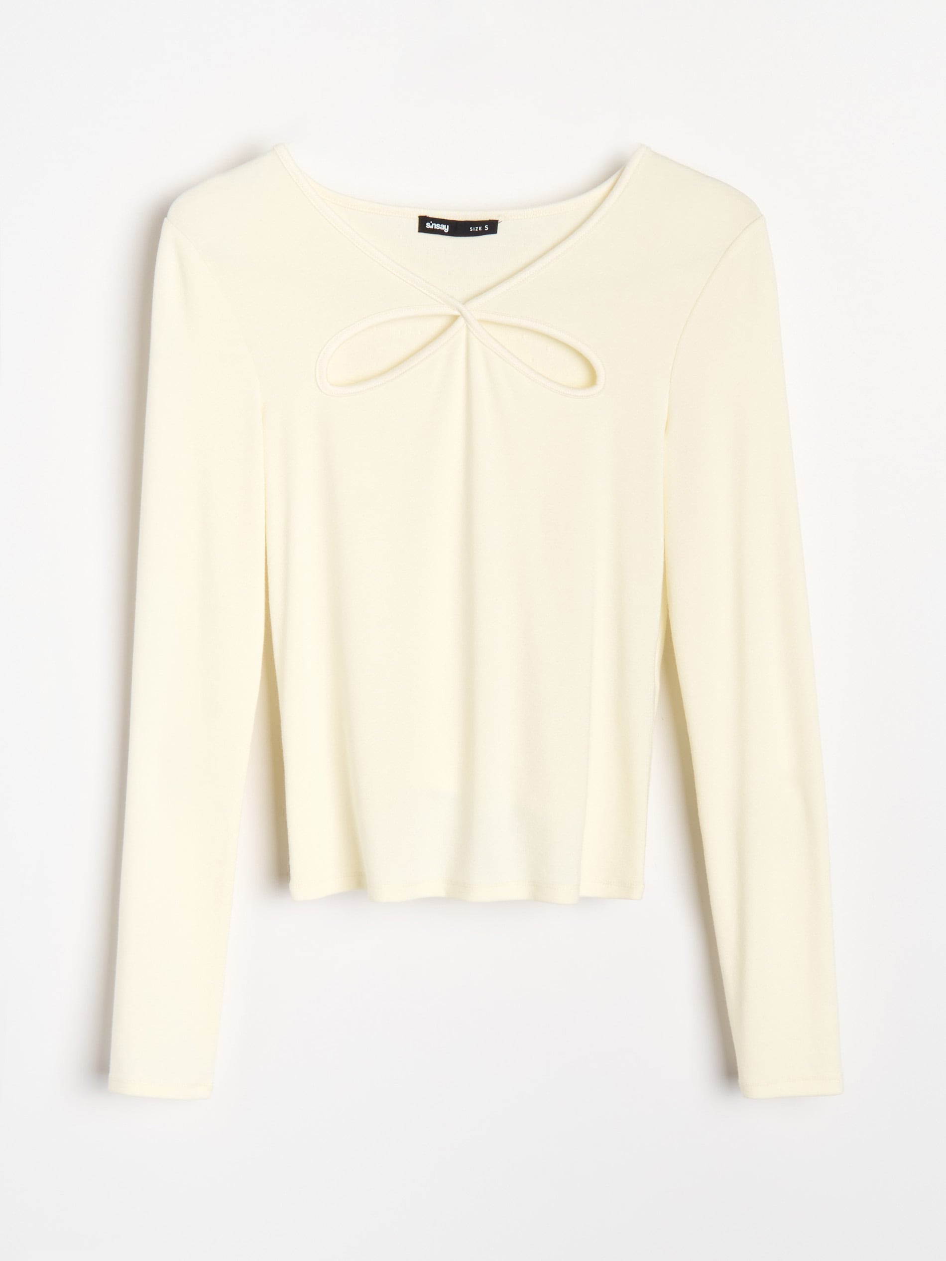 Sinsay - Bluzka z ozdobnym dekoltem i wiskozą - żółty