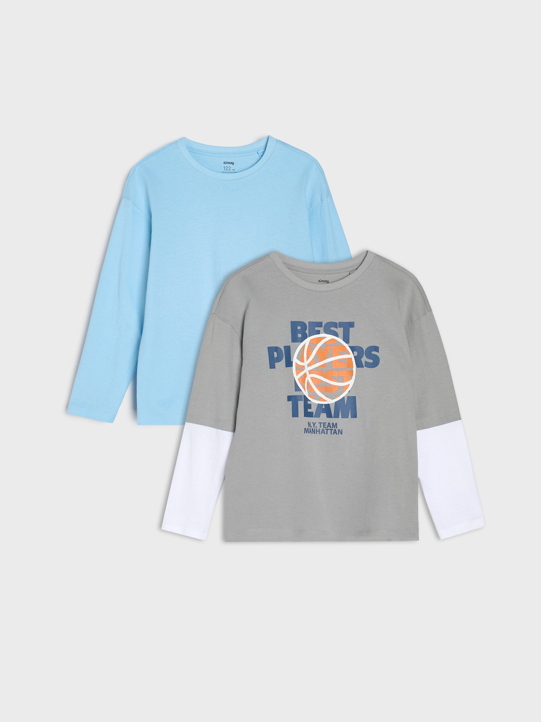 Sinsay - Bawełniana koszulka 2 pack - szary