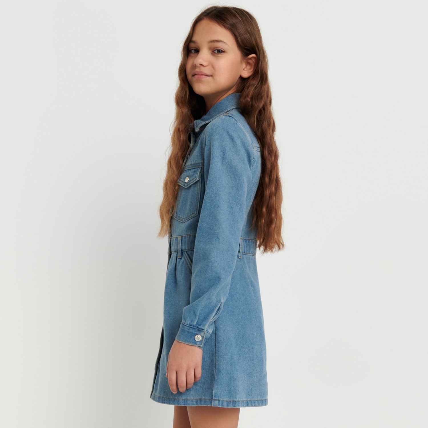 E-shop Sinsay - Košeľové šaty - Modrá