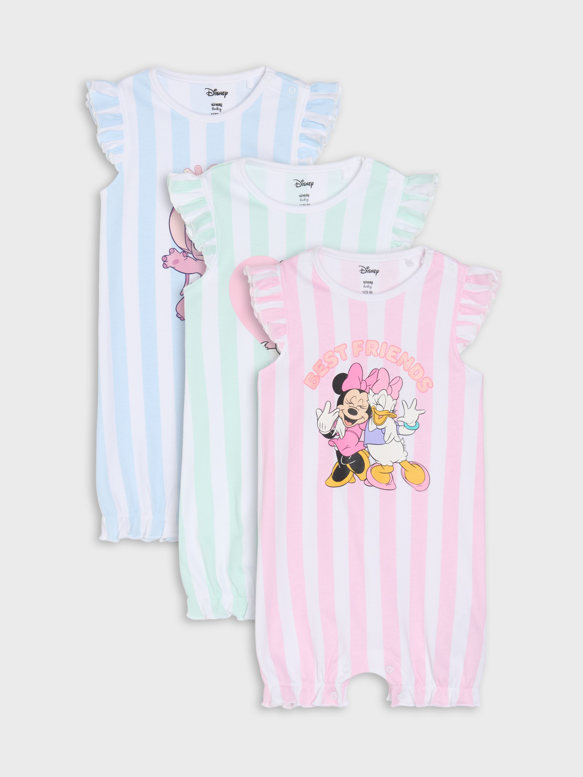 Sinsay - Rampersy 3 pack Disney - biały