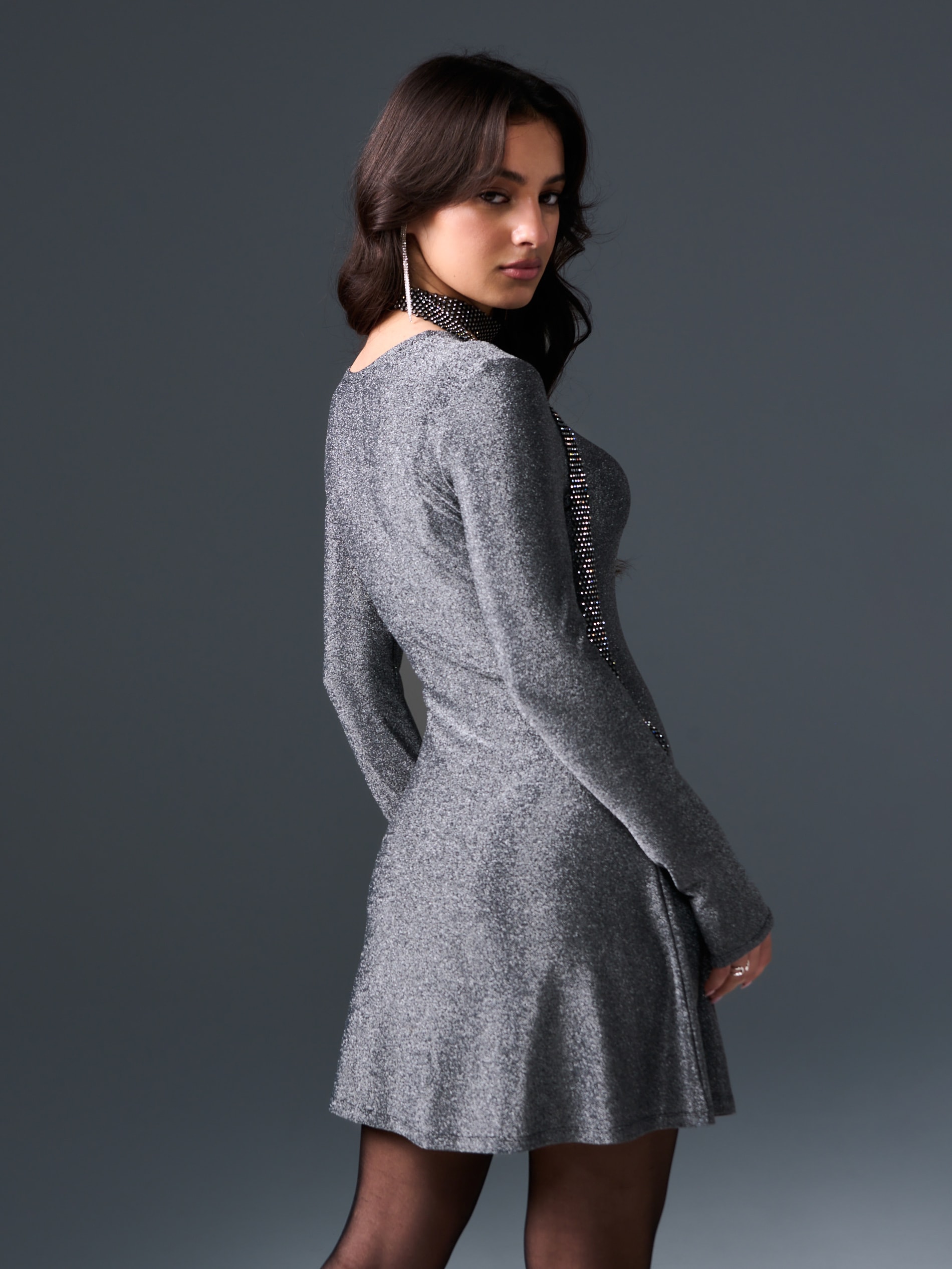 Sinsay - Mini φόρεμα - ασημι φωτογραφία