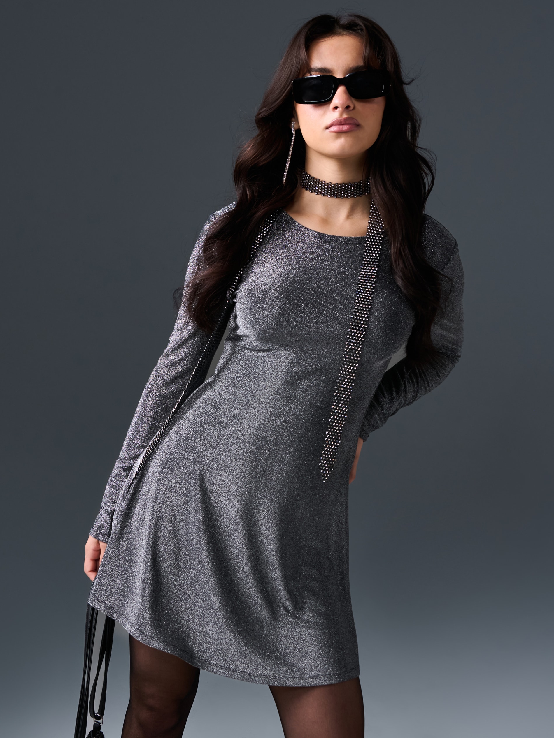 Sinsay - Mini φόρεμα - ασημι φωτογραφία