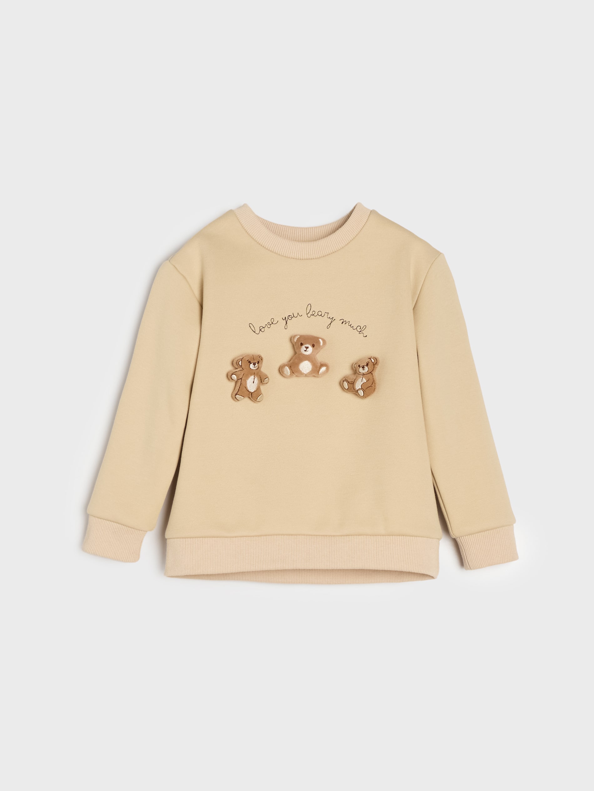 Sinsay - Φούτερ με στρογγυλή λαιμόκοψη - κρεμ φωτογραφία