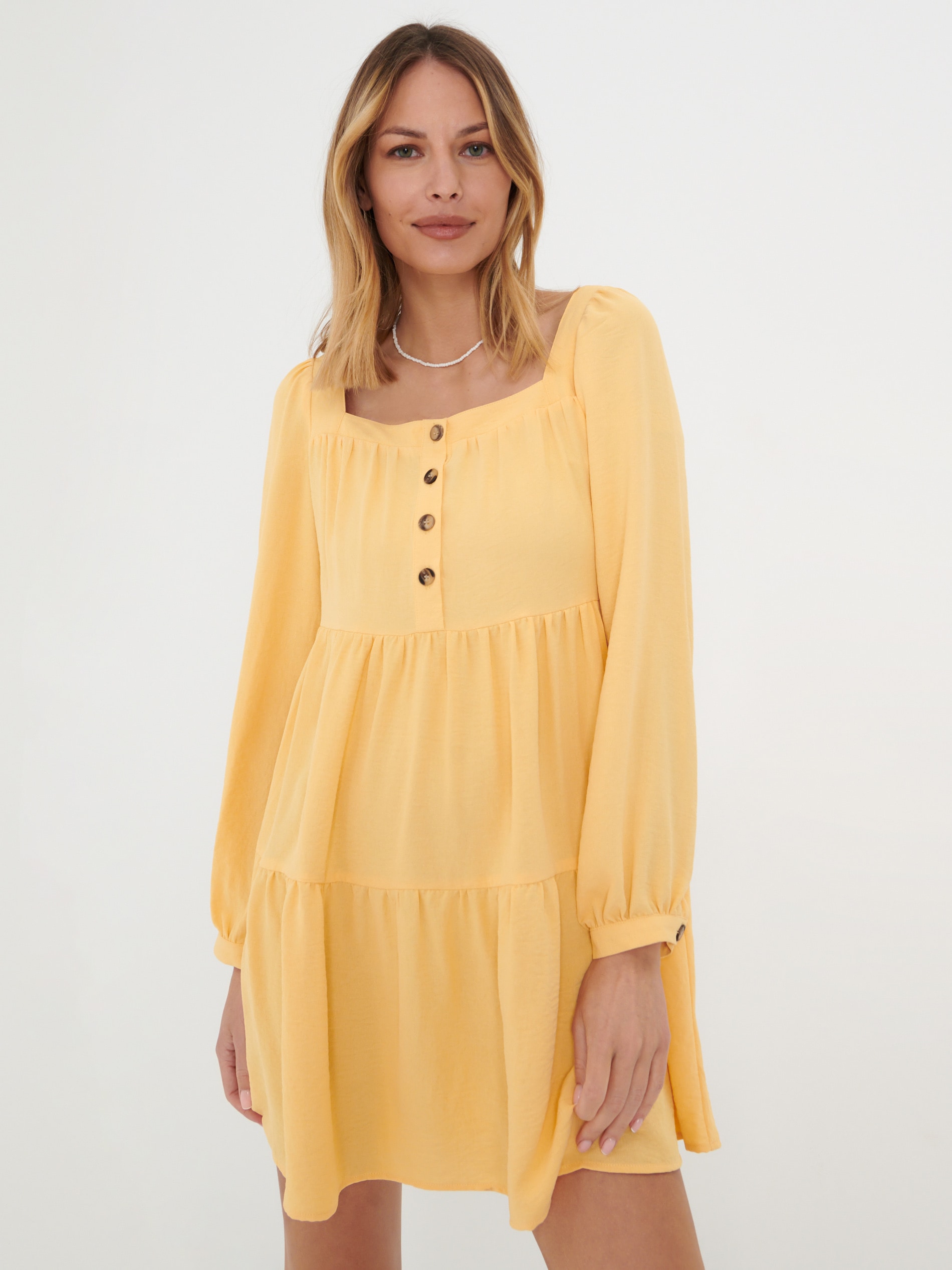Sinsay - Sukienka mini babydoll - kremowy