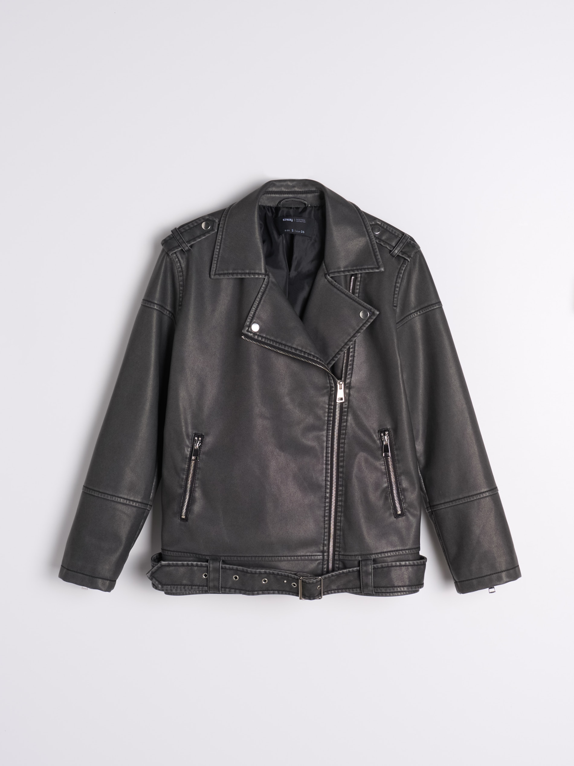 Sinsay - Τζάκετ μηχανής από δερματίνη - μαυρο φωτογραφία