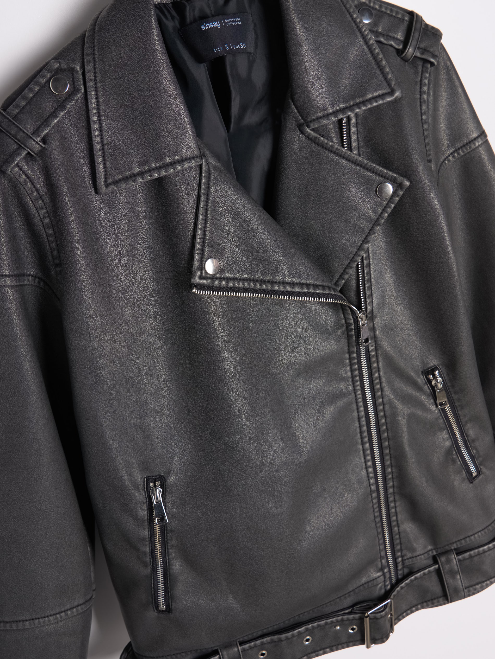 Sinsay - Τζάκετ μηχανής από δερματίνη - μαυρο φωτογραφία