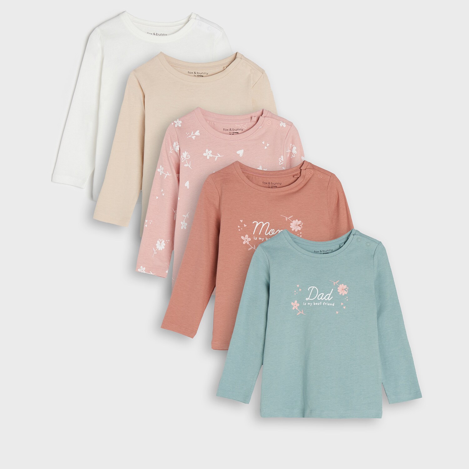 Sinsay - Set de 5 tricouri cu mânecă lungă - Roz