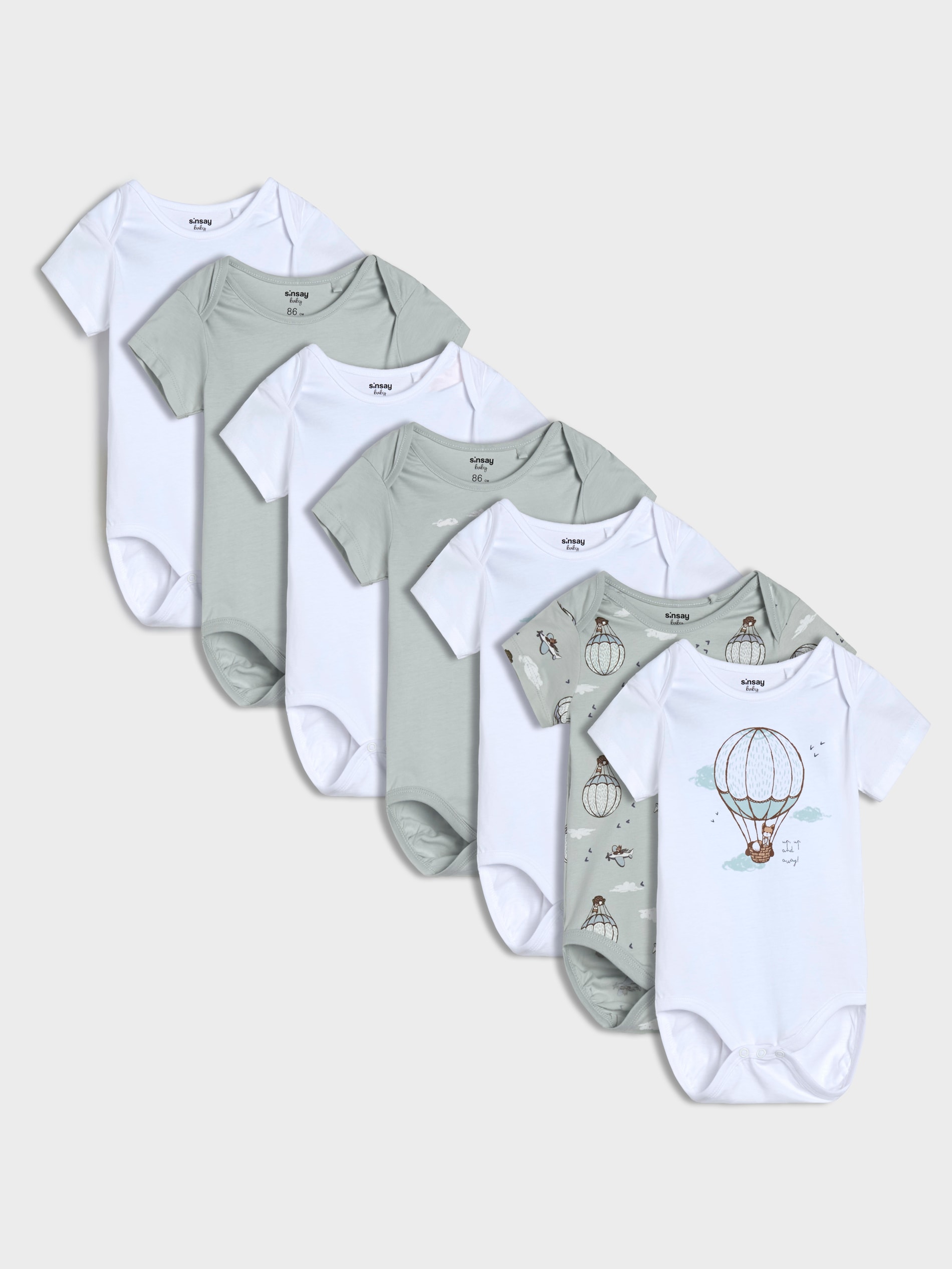 Sinsay - Body z motywem balonu 7 pack - biały
