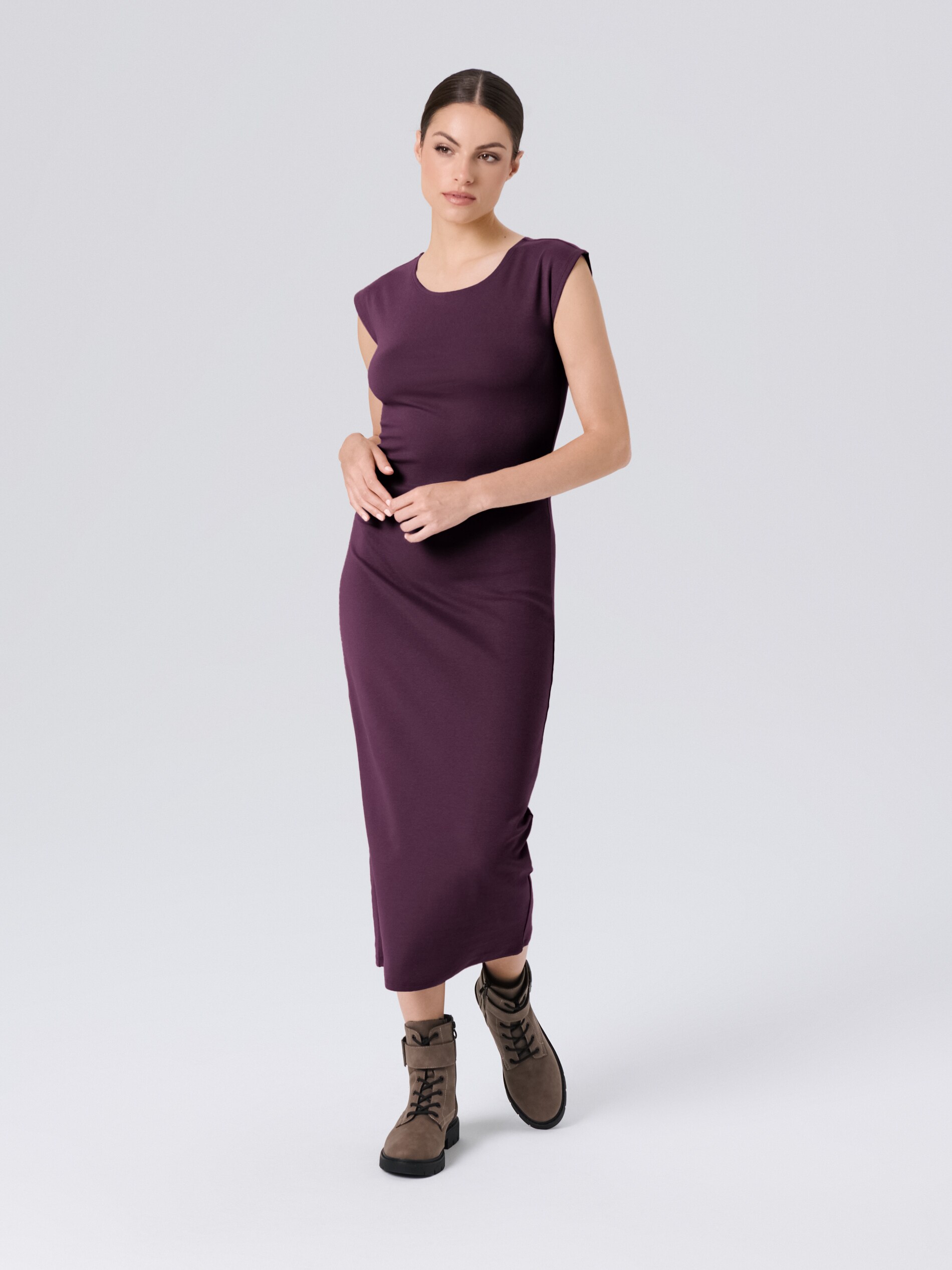 Sinsay - Φόρεμα midi με κλασική γραμμή - μαονι φωτογραφία