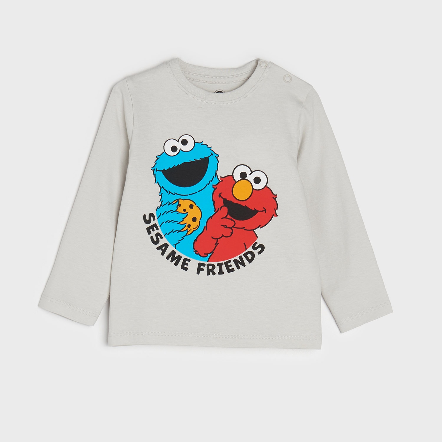 Sinsay - Tricou Sesame Street cu maneca lunga - Gri deschis