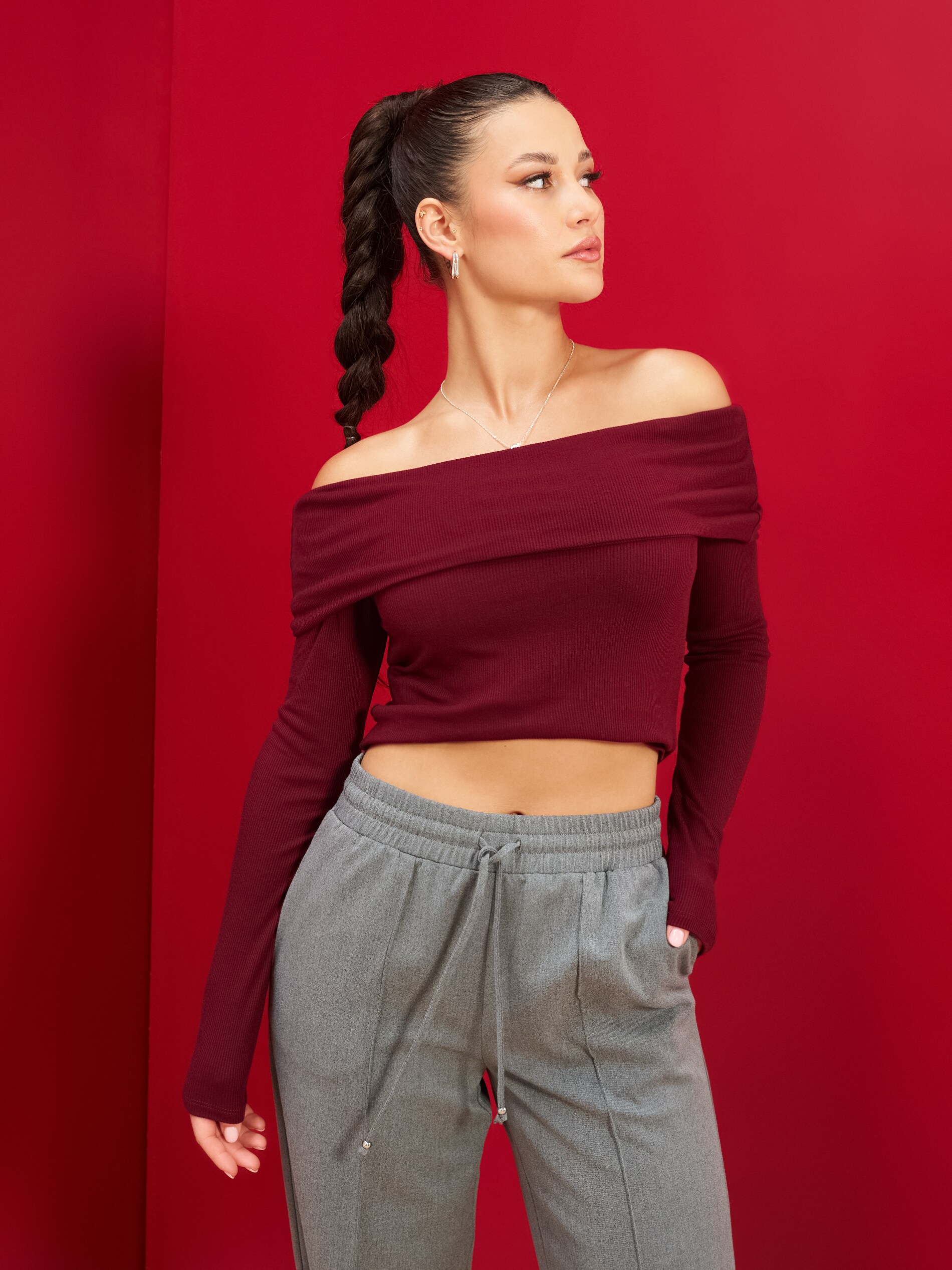 Sinsay - Bluza Dugih Rukava - Maroon