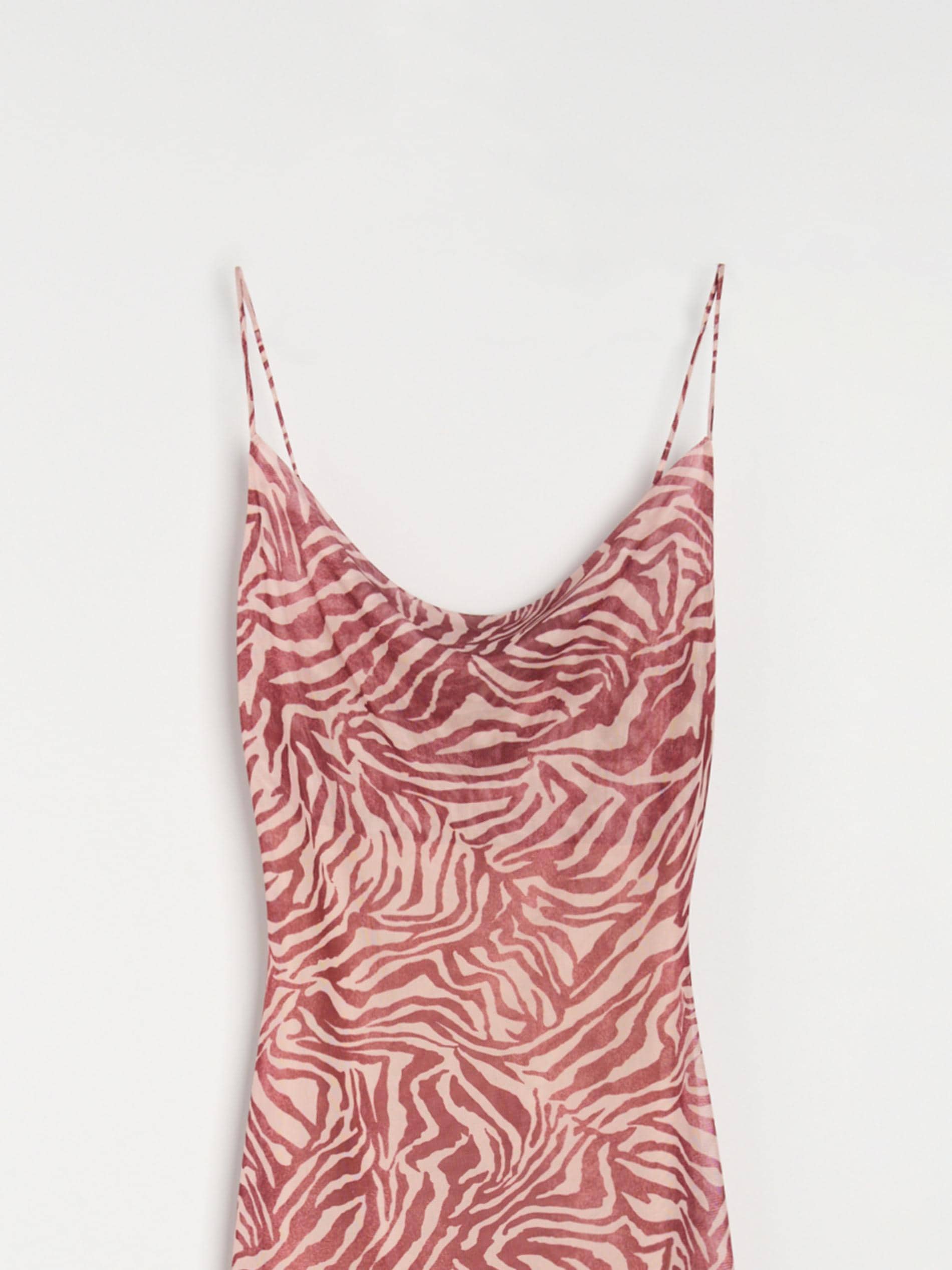 Sinsay - Φόρεμα midi με τιράντες και σχέδιο ζέβρας - burgundy φωτογραφία