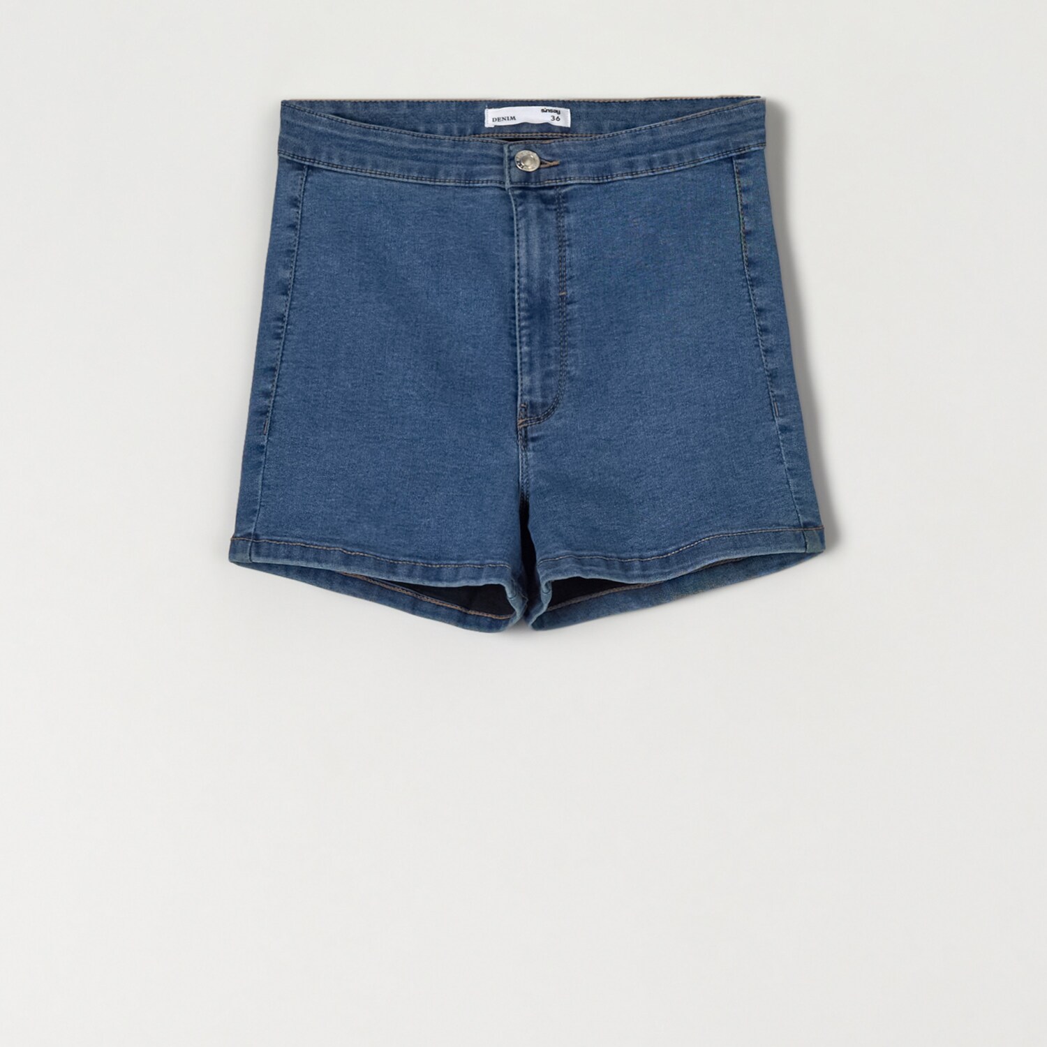 Sinsay – Pantaloni scurți high waist, din denim – Albastru Albastru imagine noua