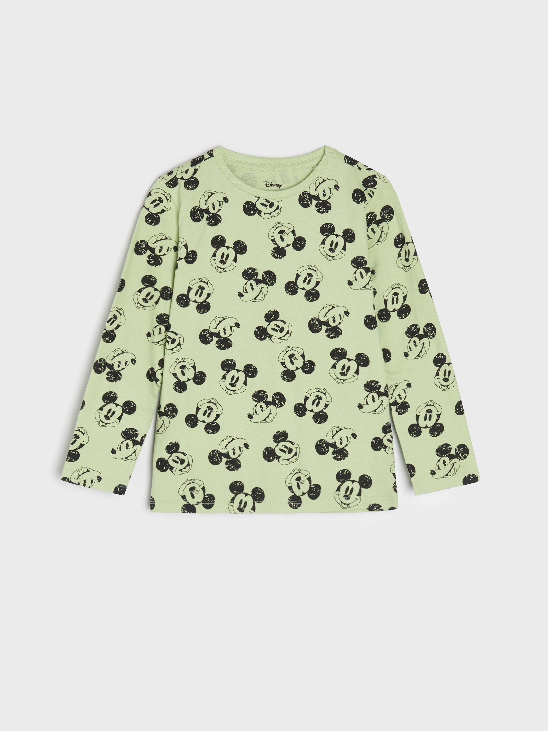 Sinsay - Tricou Mickey Mouse Cu Mânecă Lungă - Verde-pal