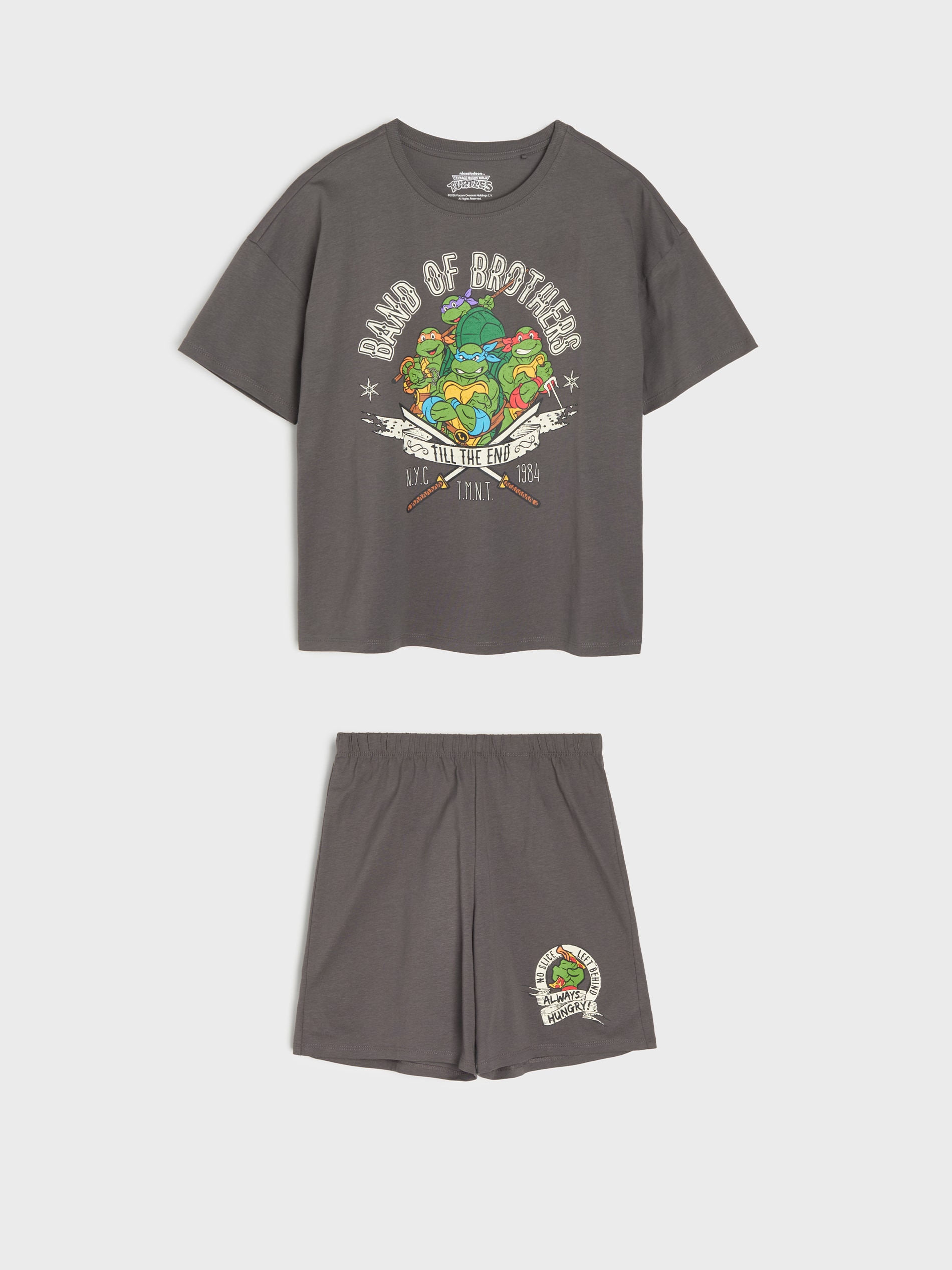 Sinsay - Bawełniana piżama dwuczęściowa z nadrukiem Teenage Mutant Ninja Turtles - szary