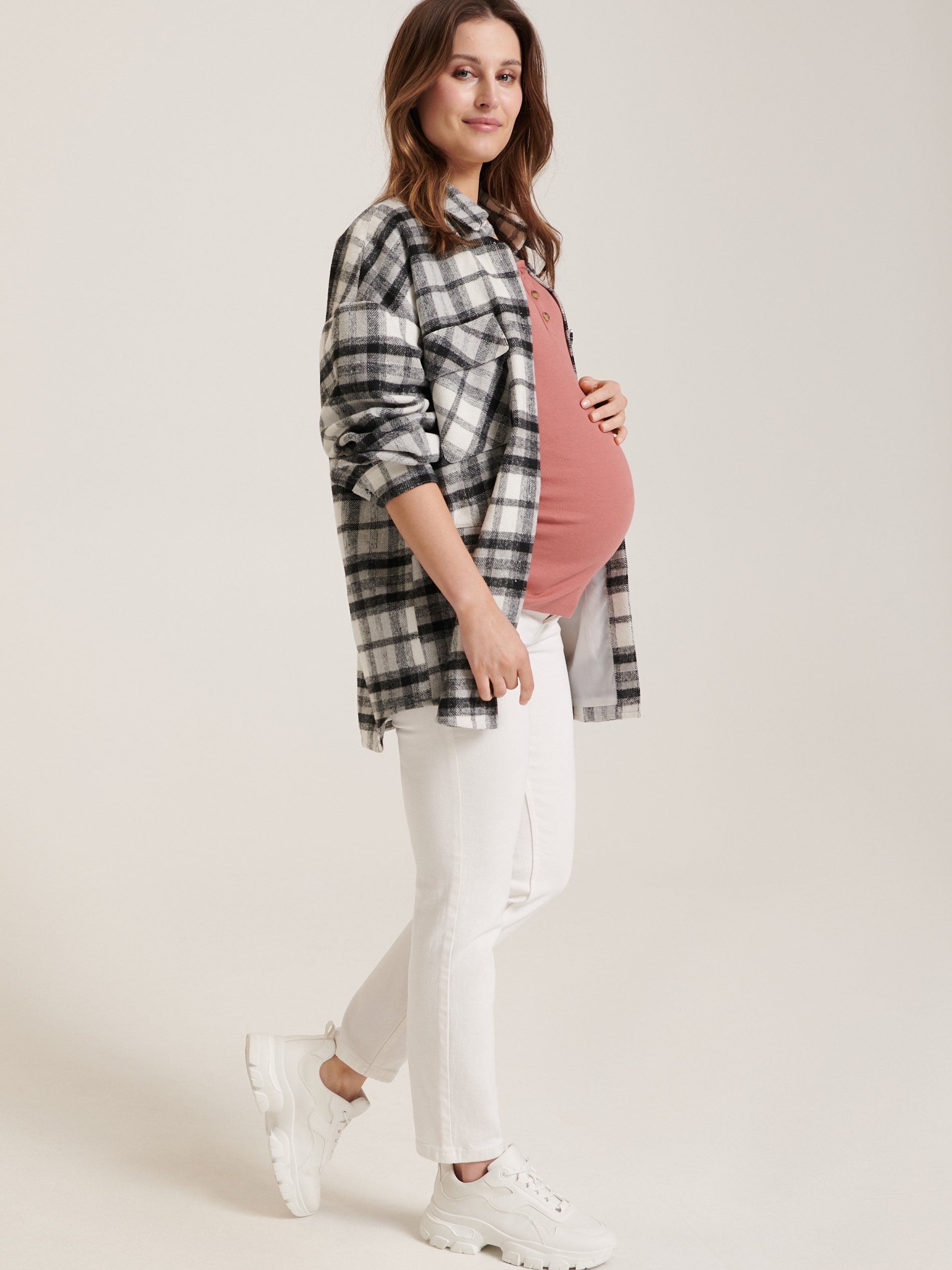 Sinsay - Ψηλόμεσο τζιν παντελόνι slim MAMA - λευκο φωτογραφία