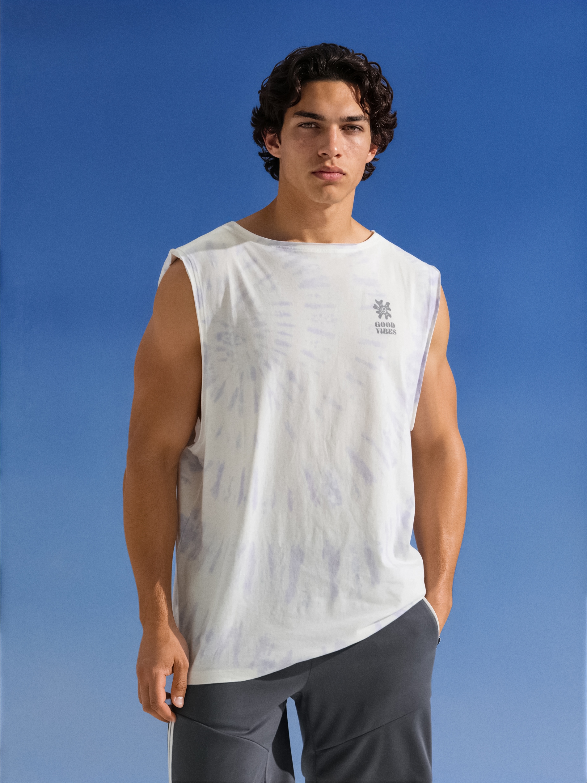 Sinsay - Bawełniany tank top ze wzorem tie dye - wielobarwny