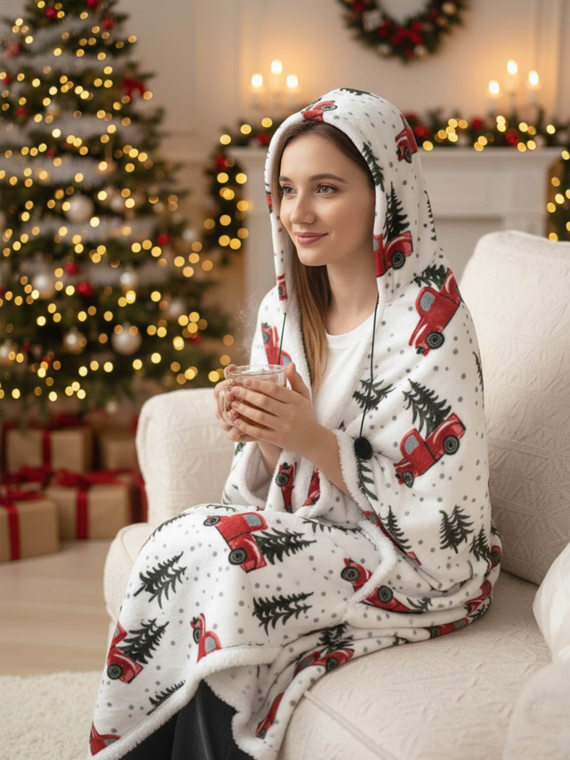 Sinsay - Κουβέρτα με χριστουγεννιάτικο μοτίβο - πολυχρωμο φωτογραφία