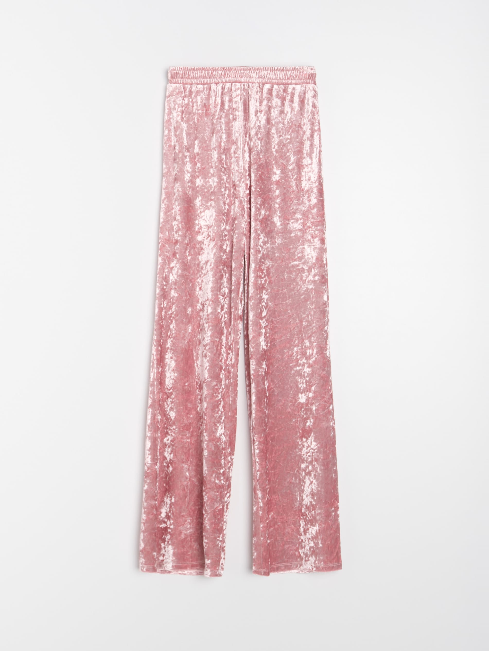 Sinsay - Παντελόνι wide leg από τσαλακωμένο βελούδο - θαμπο ροζ φωτογραφία