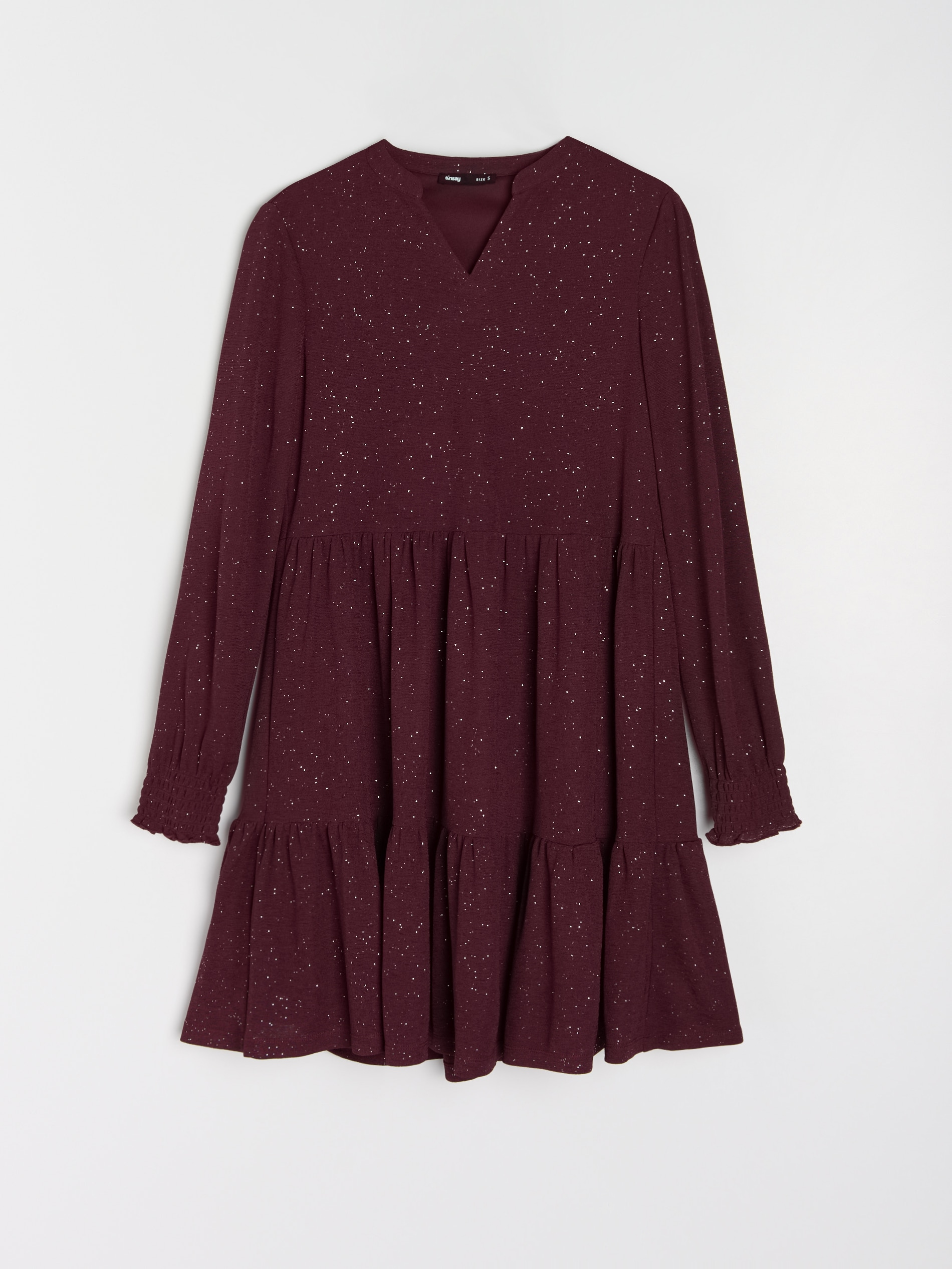 Sinsay - Μίνι φόρεμα με εφέ επιπέδων - burgundy φωτογραφία