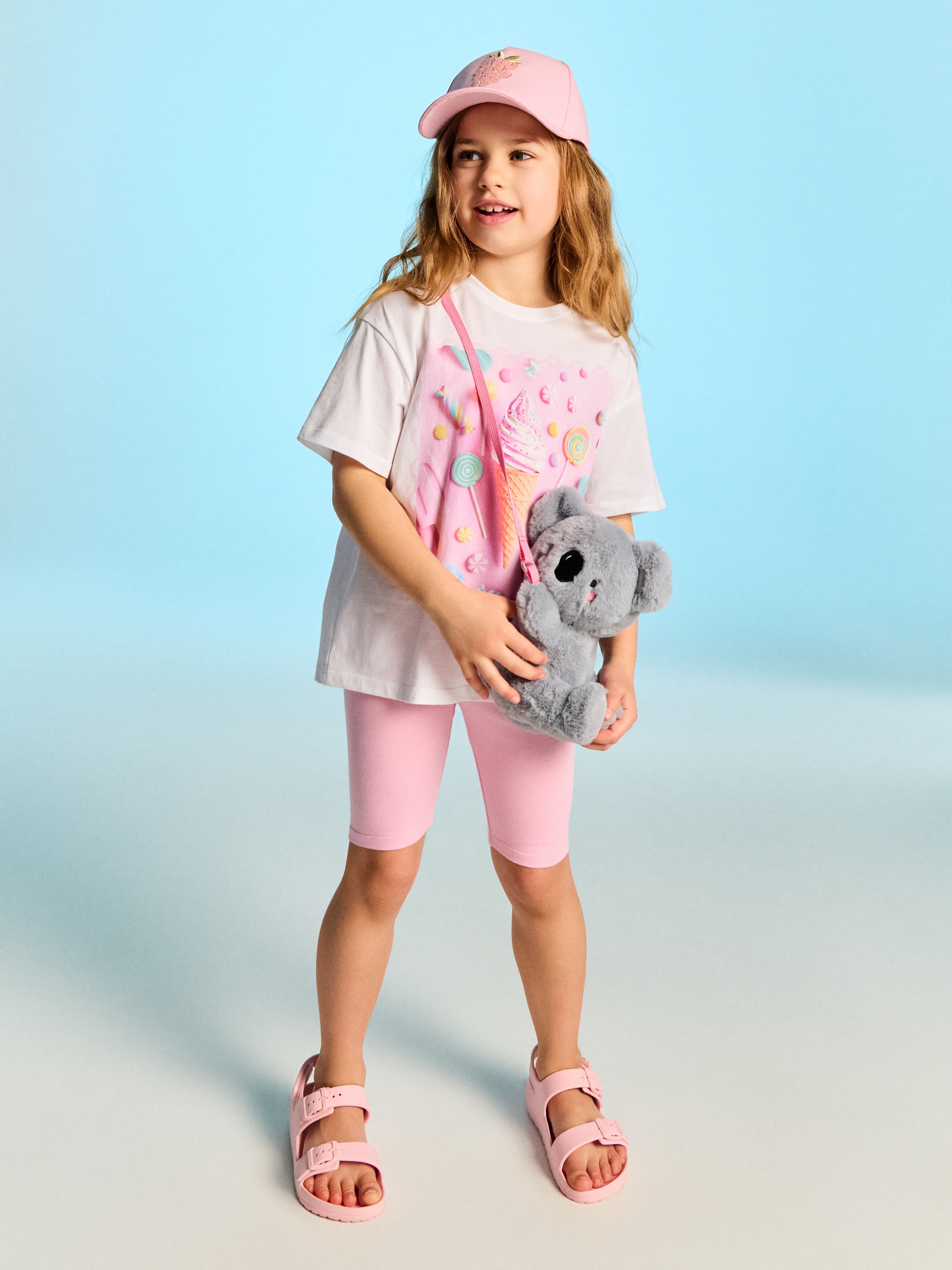 Sinsay - Bawełniany komplet: koszulka i kolarki - wielobarwny