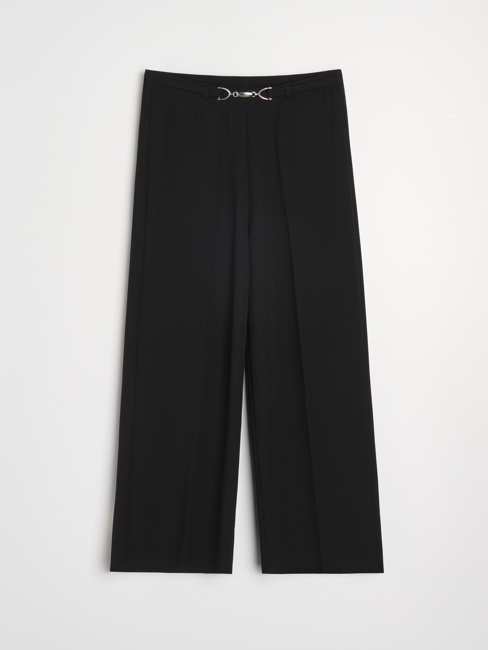 Sinsay - Spodnie wide leg z dekoracyjną klamrą - czarny