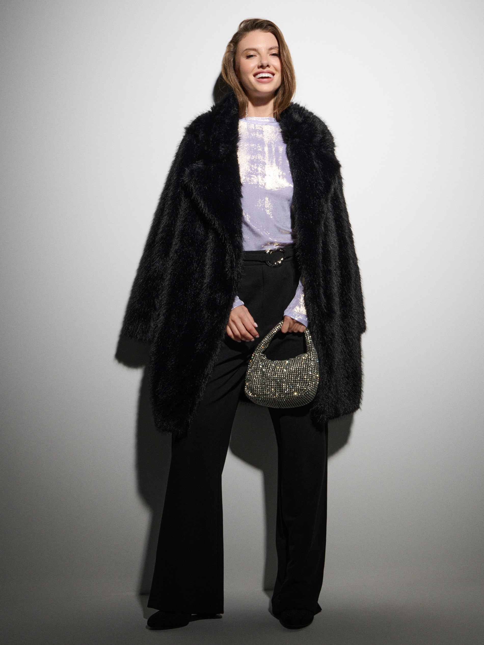 Sinsay - Παντελόνι wide-leg με πιέτες - μαυρο φωτογραφία