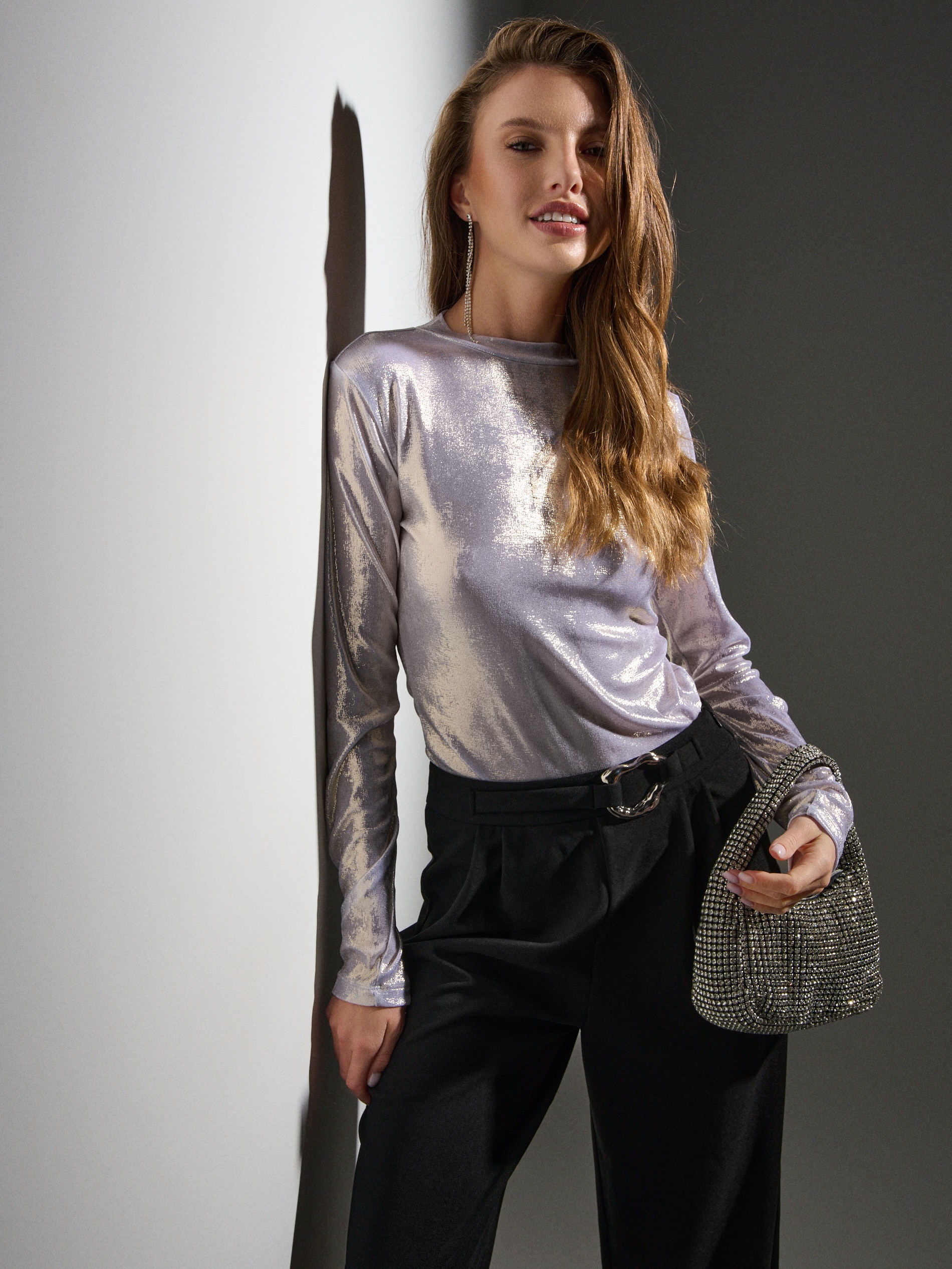 Sinsay - Παντελόνι wide-leg με πιέτες - μαυρο φωτογραφία