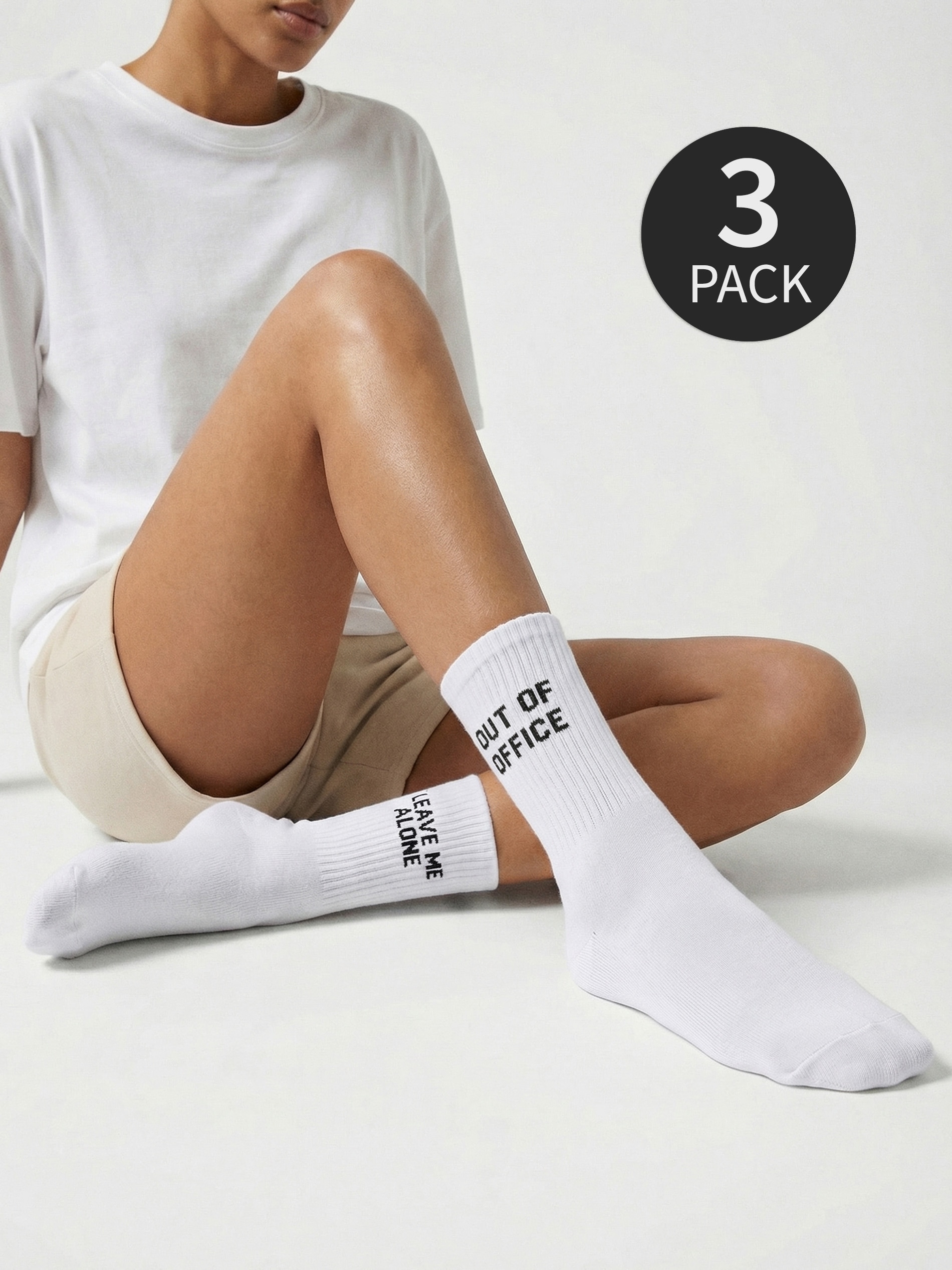 Sinsay - Długie skarpetki z napisami 3 pack - biały