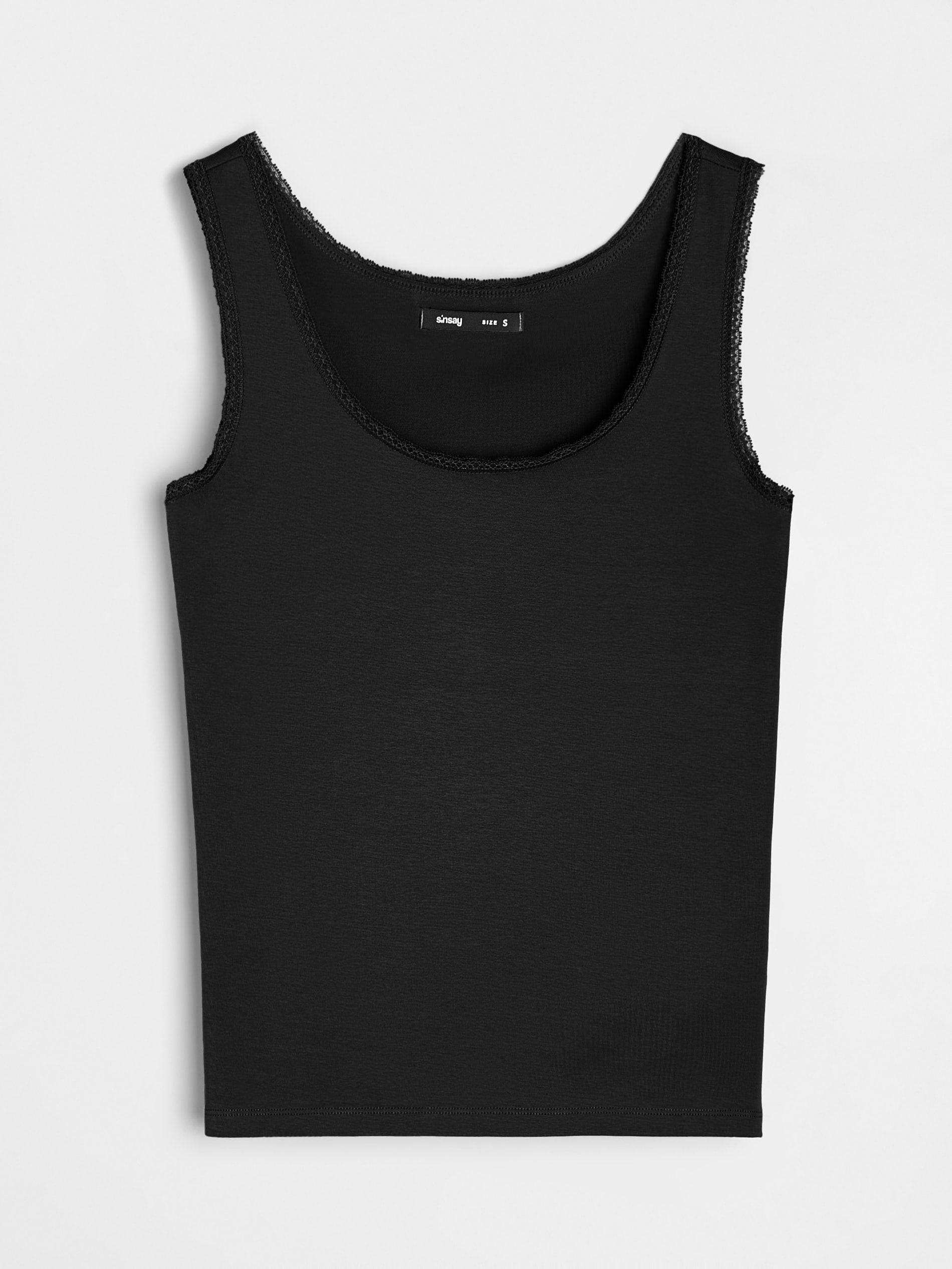 Sinsay - Bawełniany top - czarny