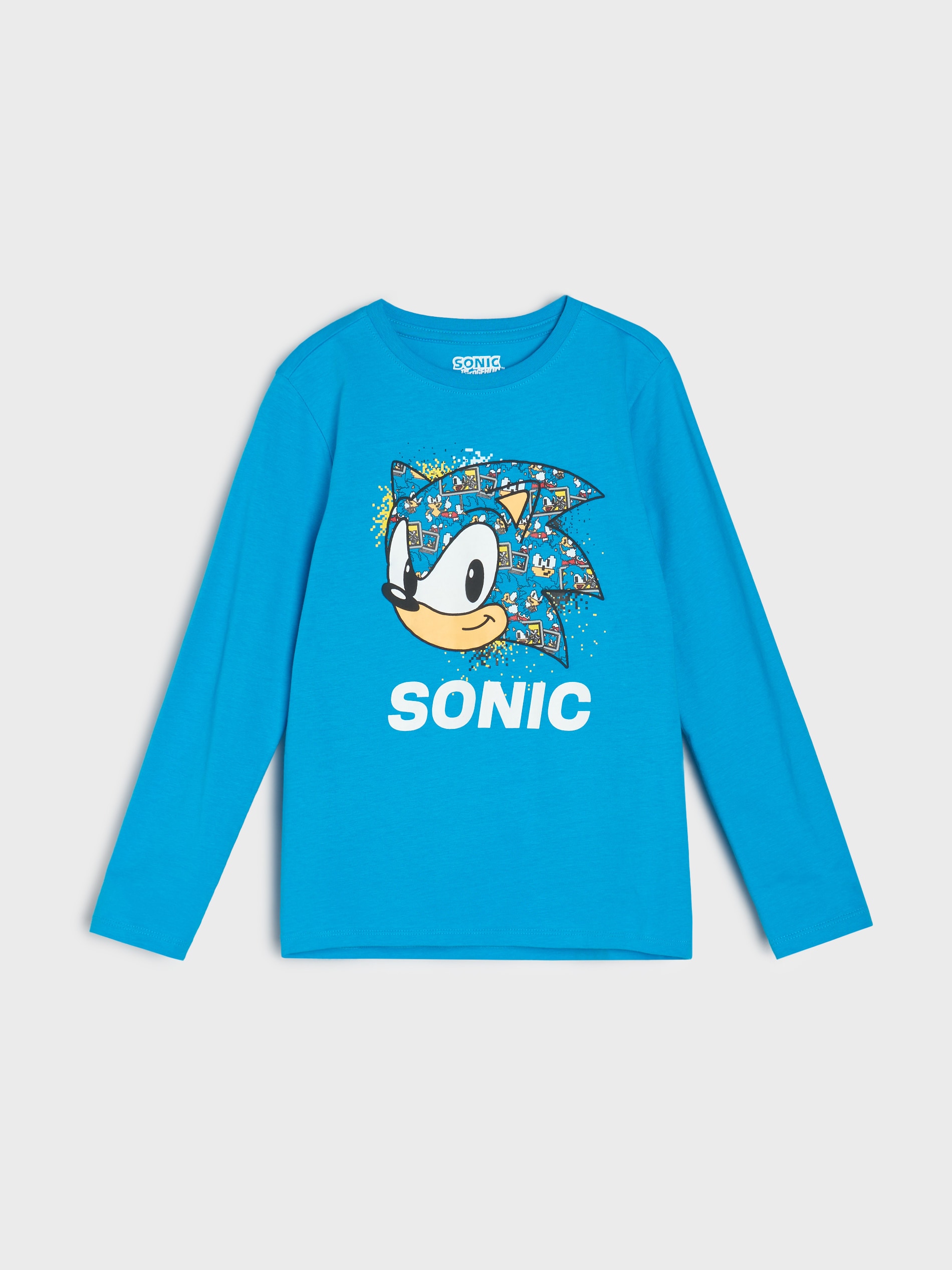 Sinsay - Bawełniana koszulka z nadrukiem Sonic the Hedgehog - mid blue