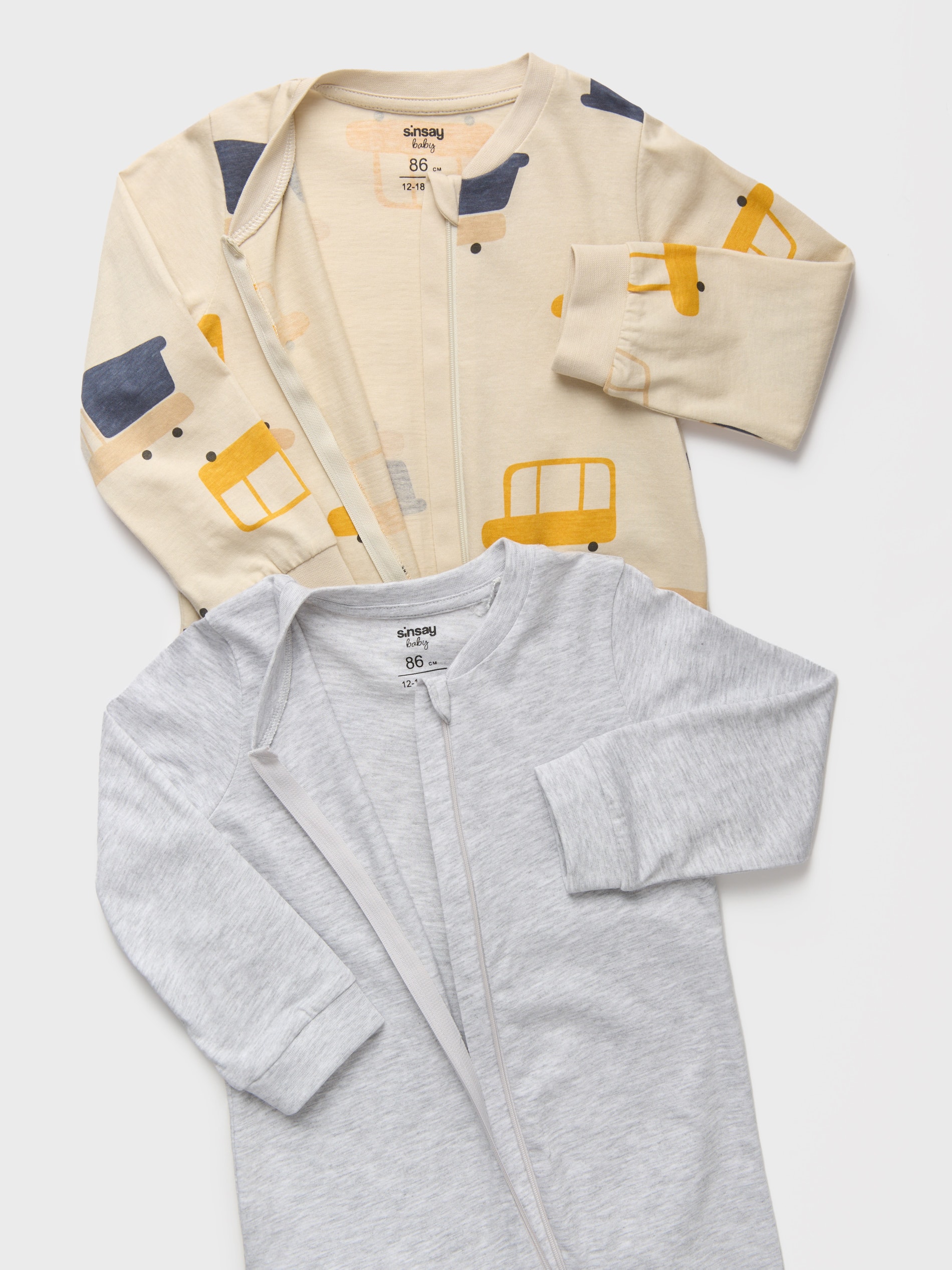 Sinsay - Βαμβακερή φόρμα ύπνου 2 pack - κρεμ φωτογραφία