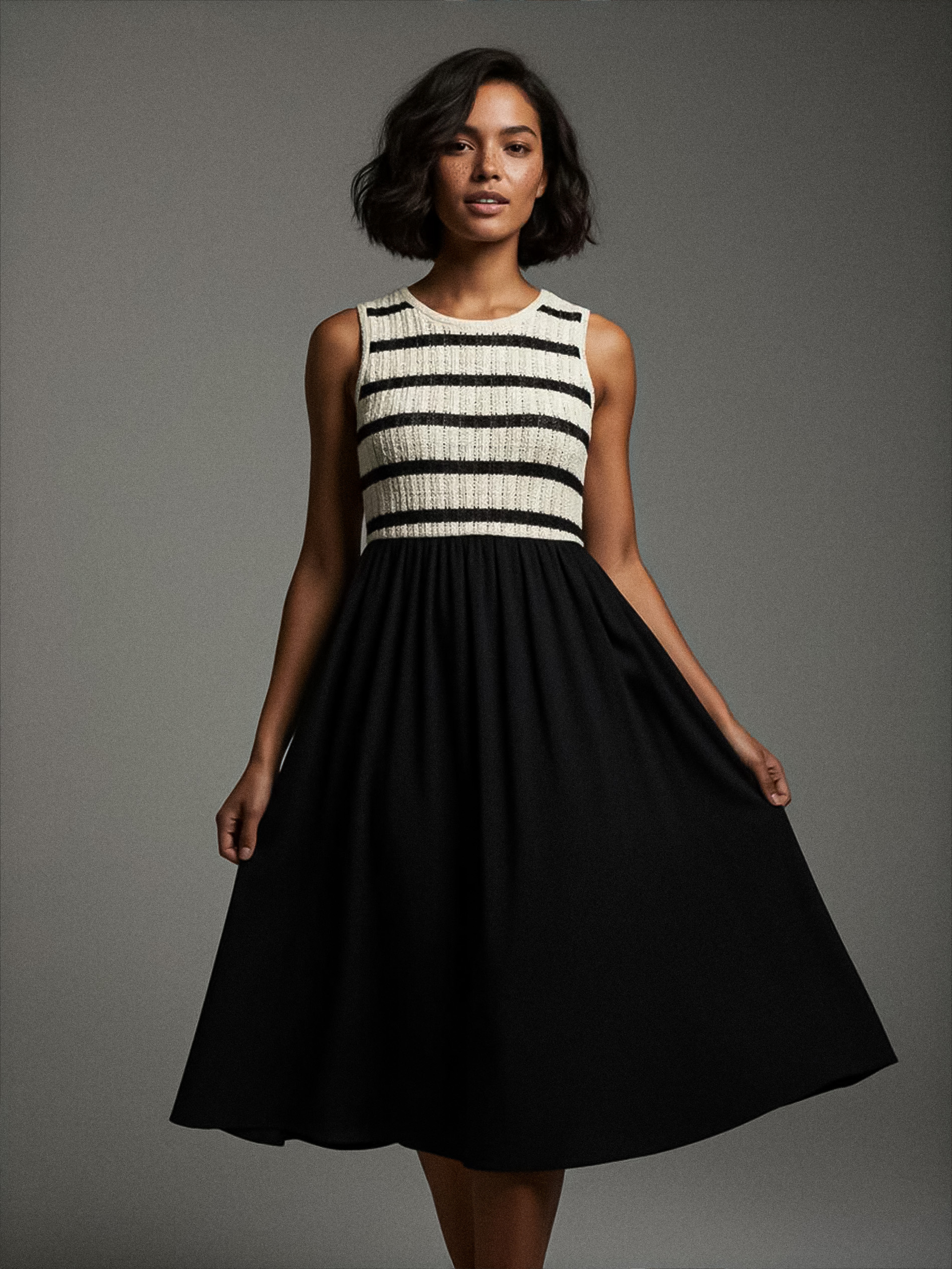 Sinsay - Sukienka z dzianinowym topem - czarny