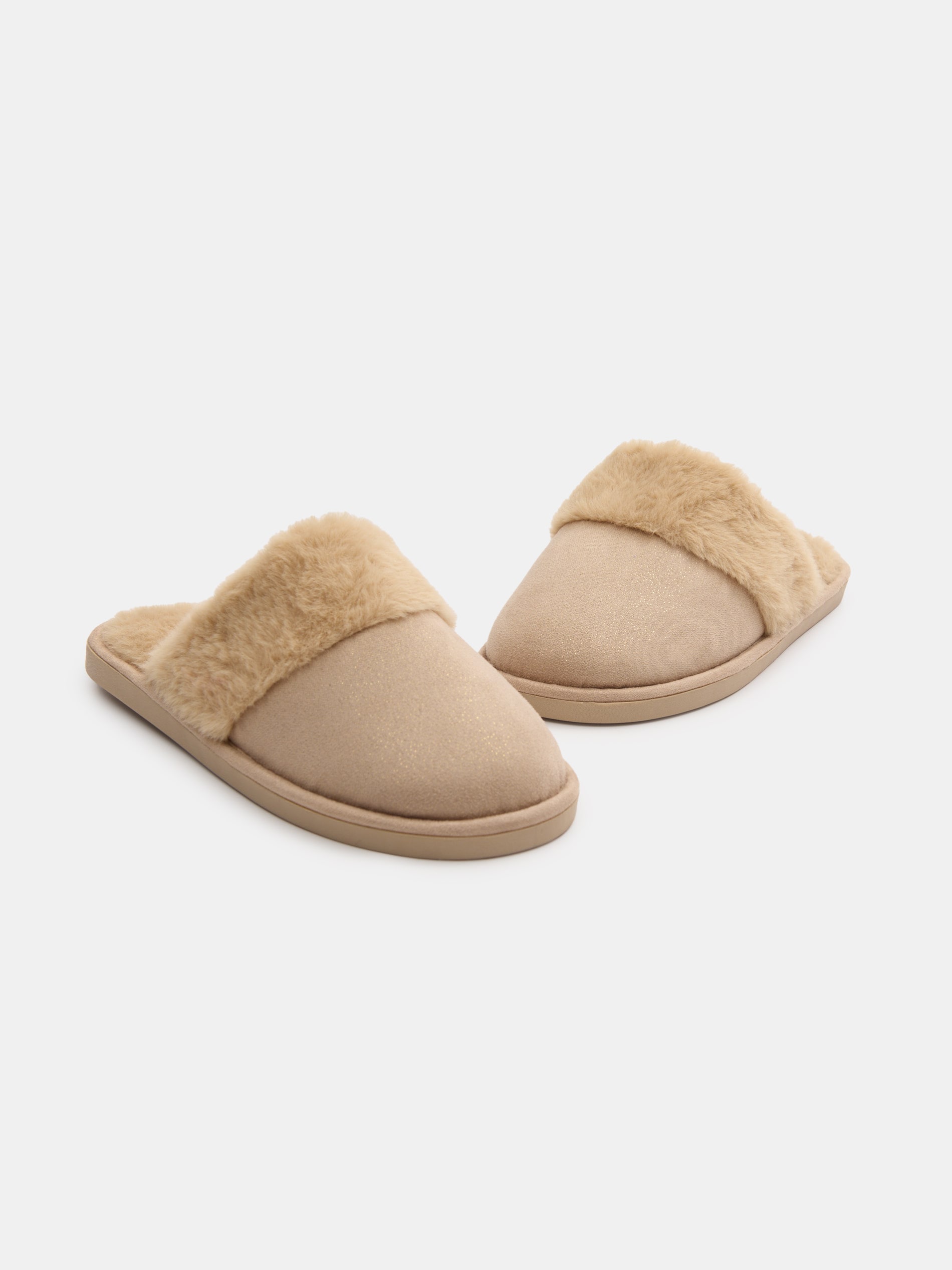 Sinsay - Παντόφλες με τεχνητό γούνινο - μπεζ φωτογραφία