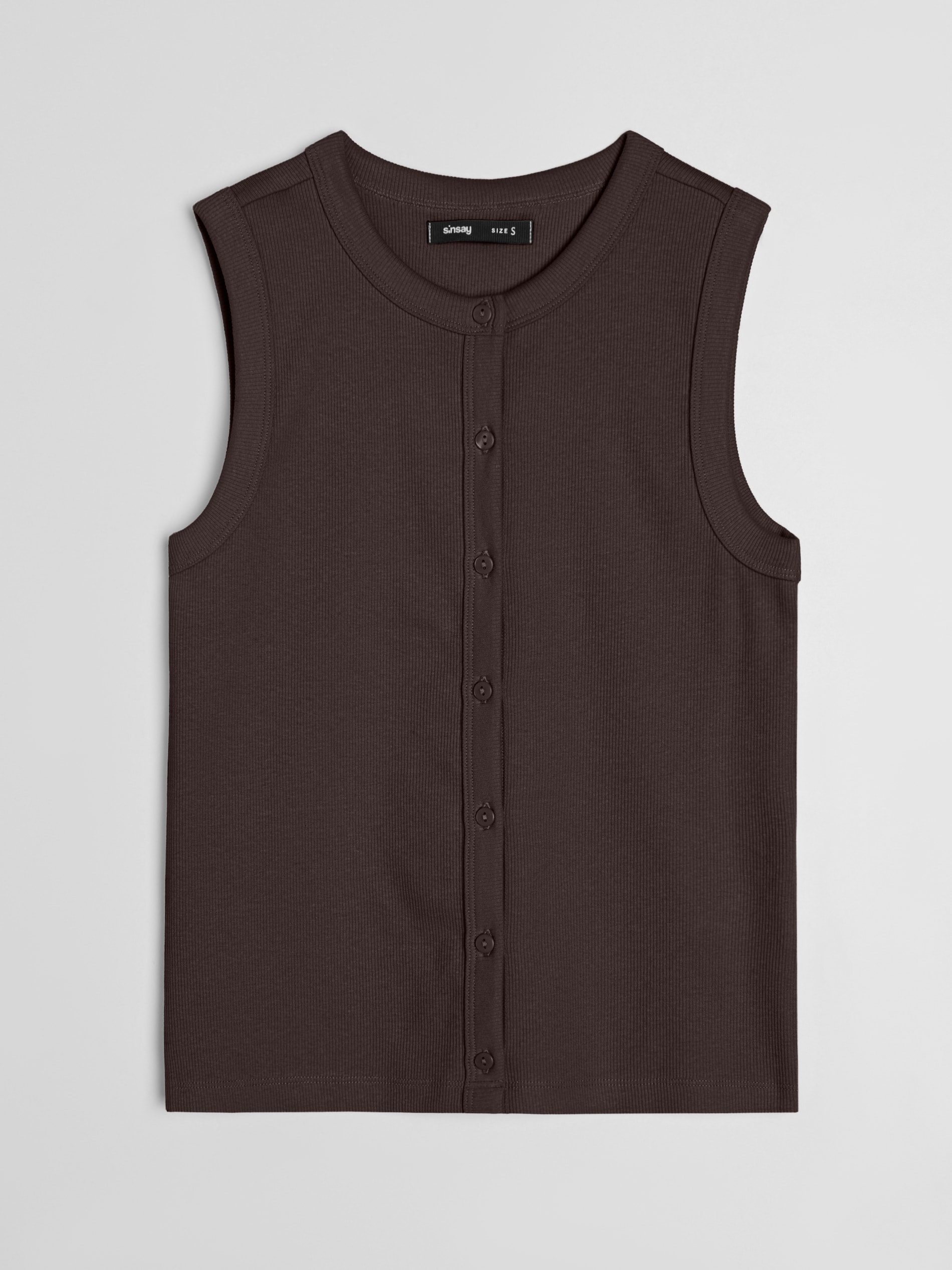 Sinsay - Bawełniana koszulka na ramiączkach - brązowy