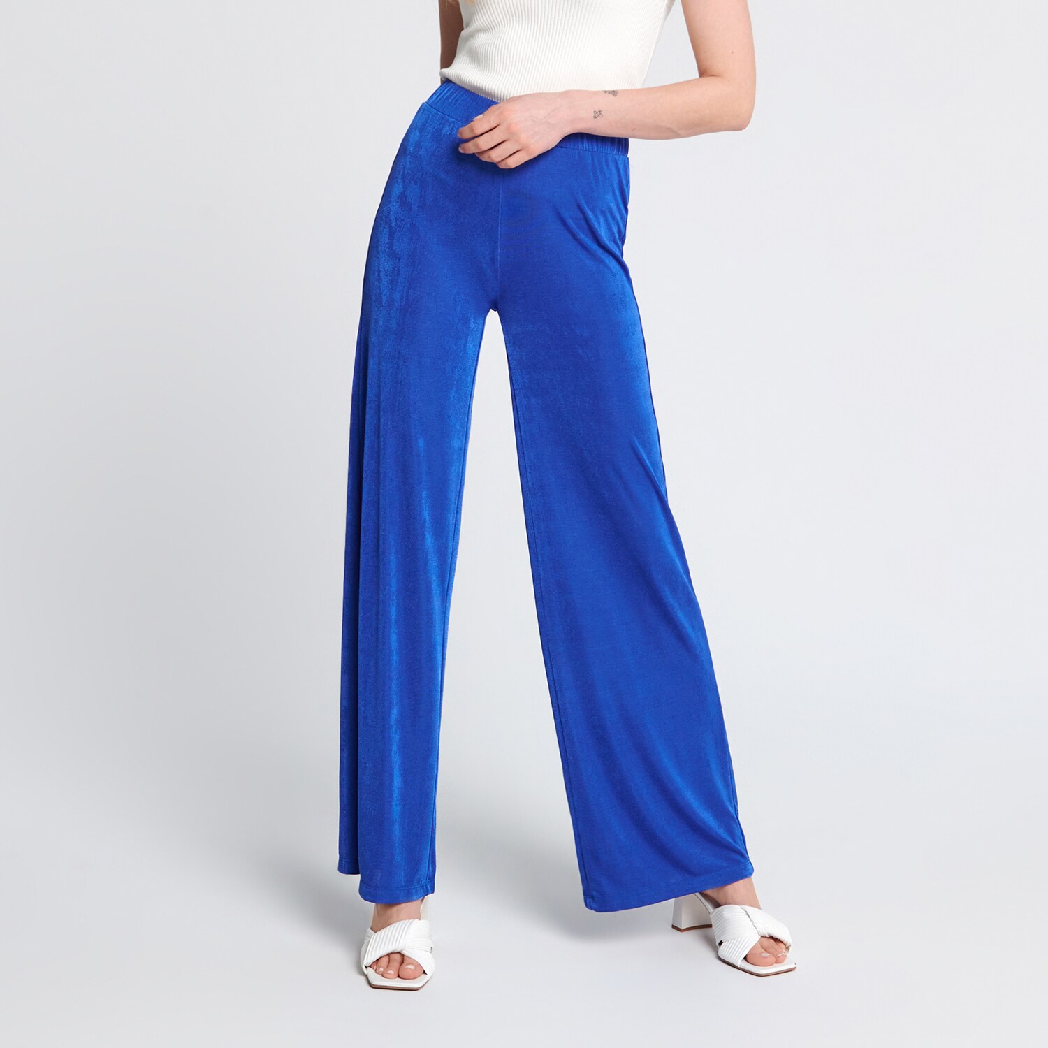 Sinsay - Pantaloni wide leg - Albastru