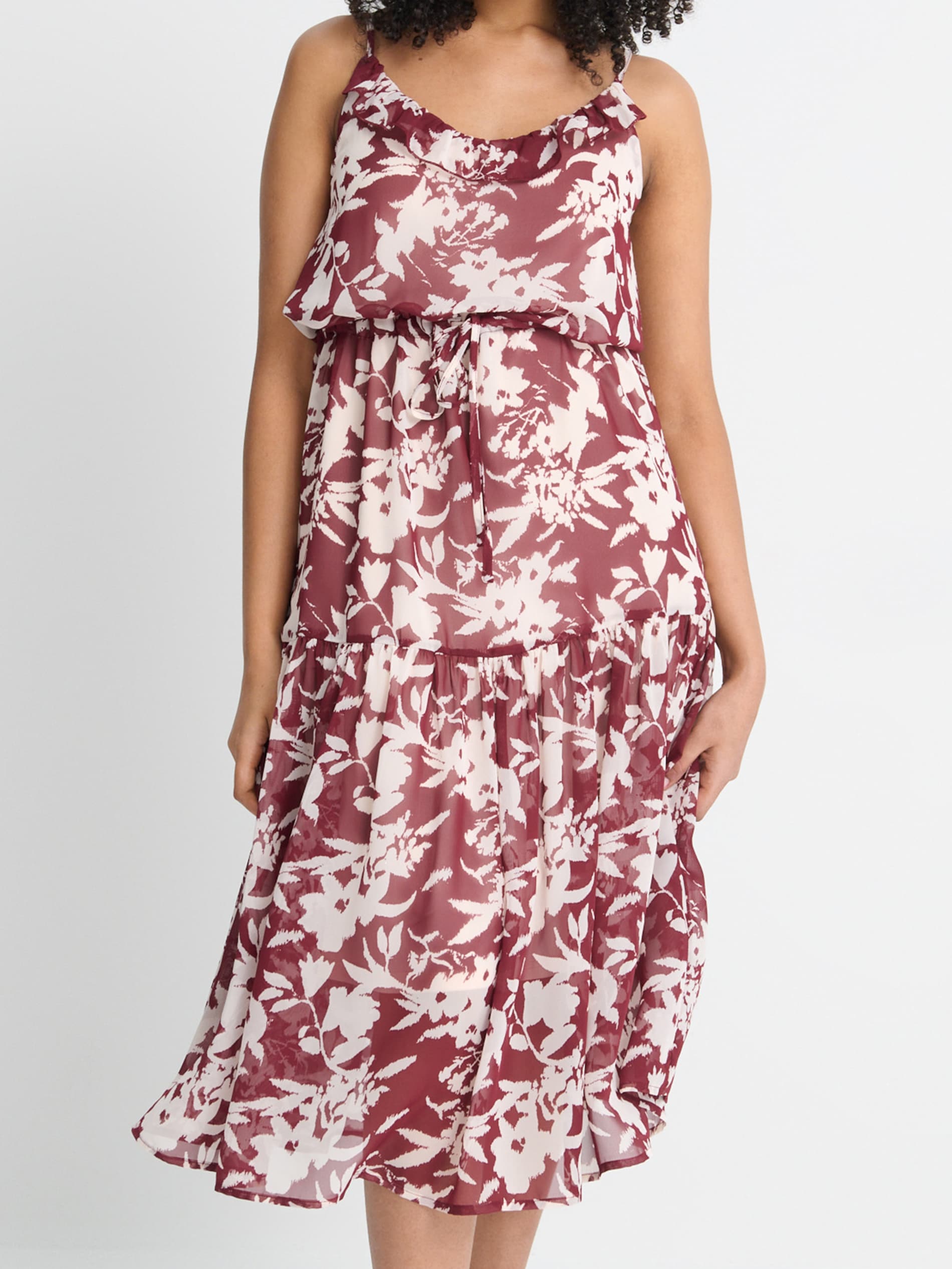 Sinsay - Sukienka midi an ramiączkach z kwiatowym wzorem - wielobarwny