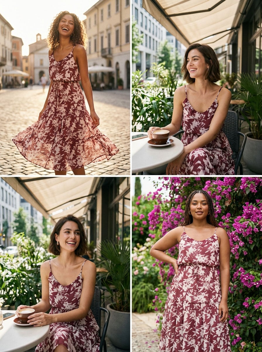 Sinsay - Sukienka midi an ramiączkach z kwiatowym wzorem - wielobarwny